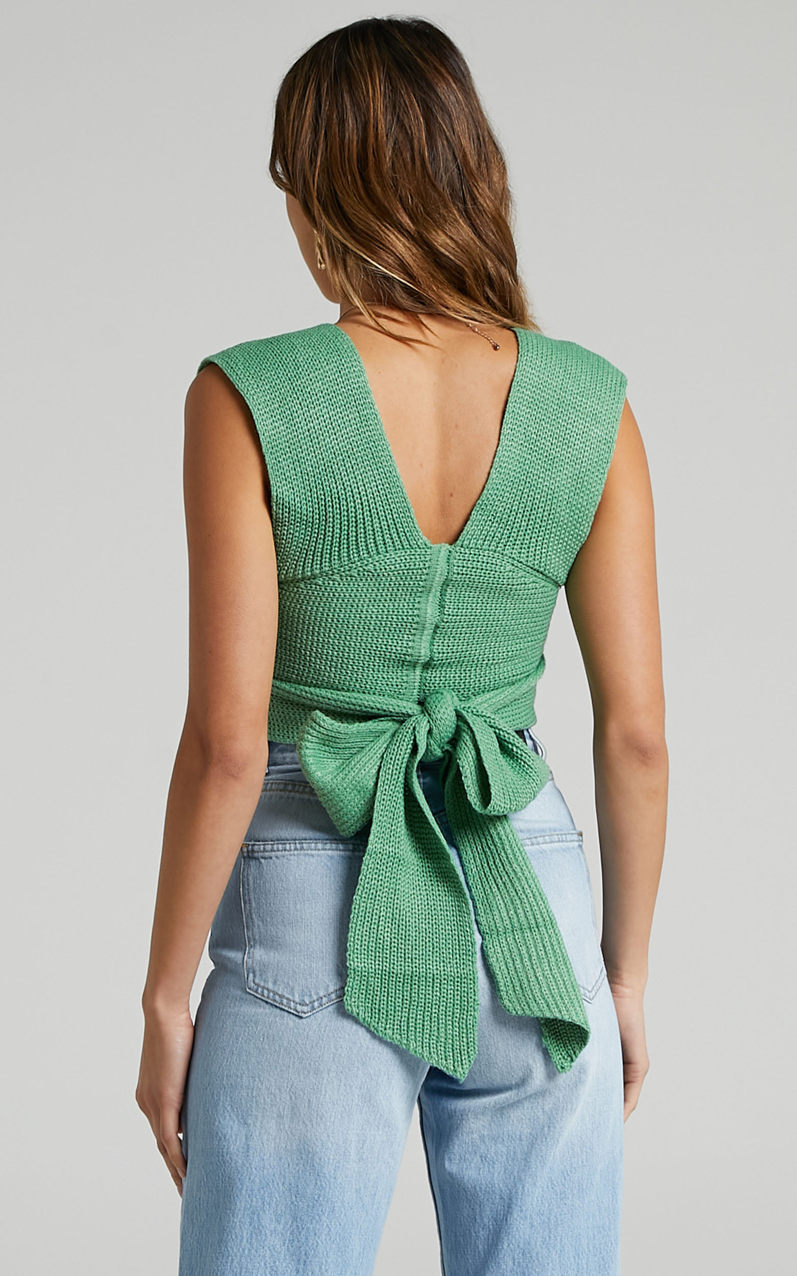 Kody Wrap Knit Top in Green - M/L, GRN1, hi-res image number null