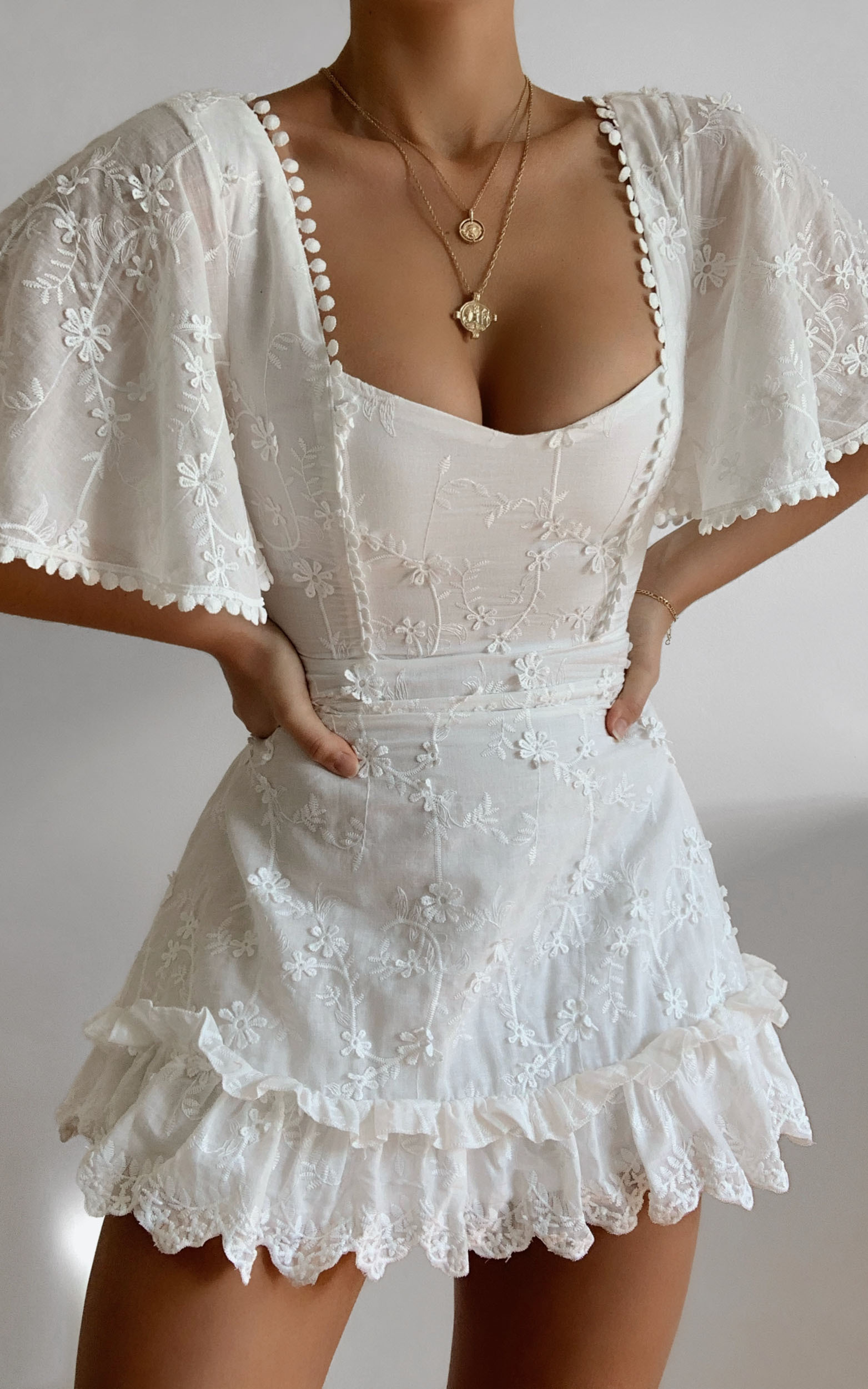 Fancy A Spritz Mini Dress In White Embroidery | Showpo