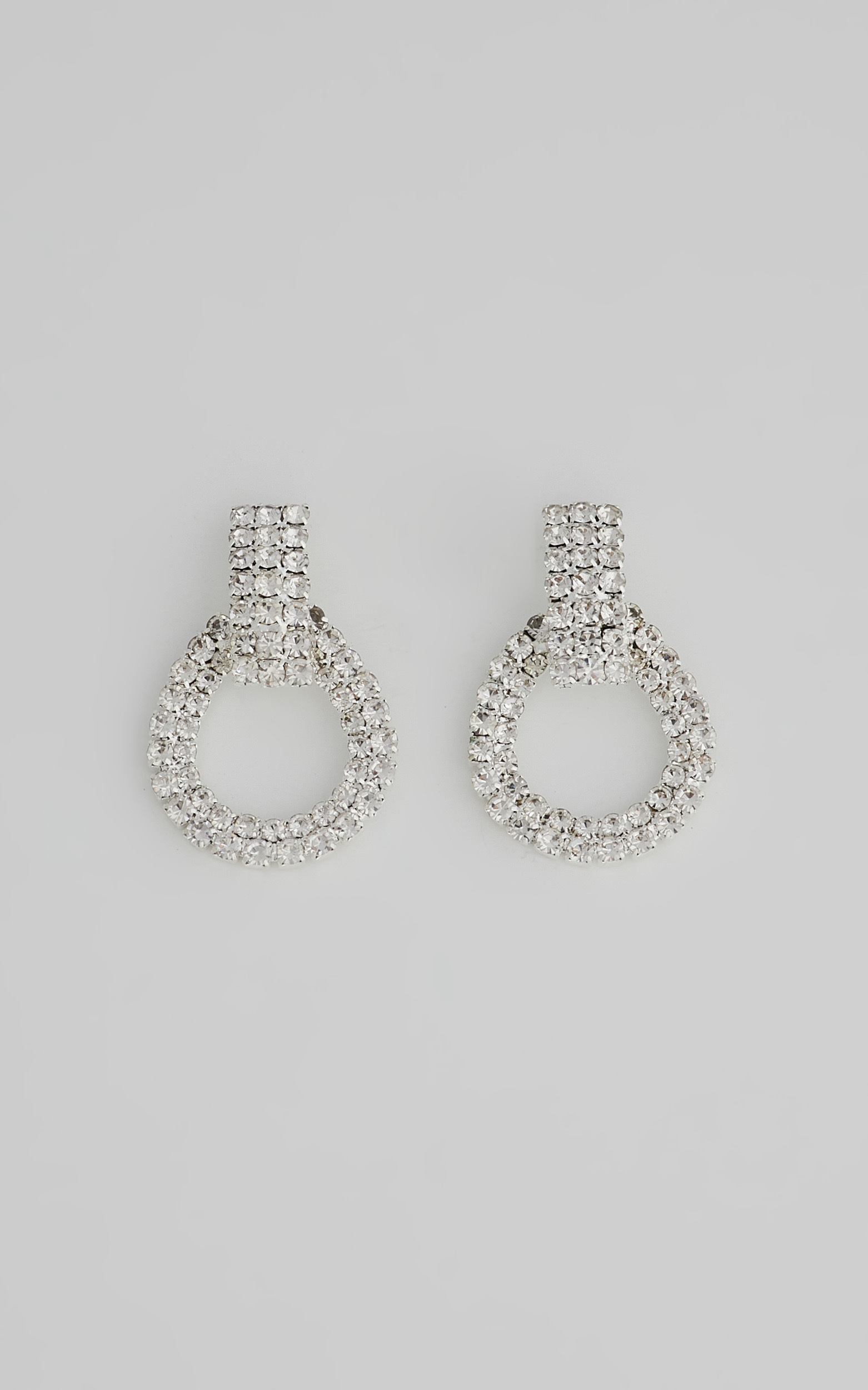Enya Rhinestone Hoop Earrings in Silver - NoSize, SLV1, hi-res image number null