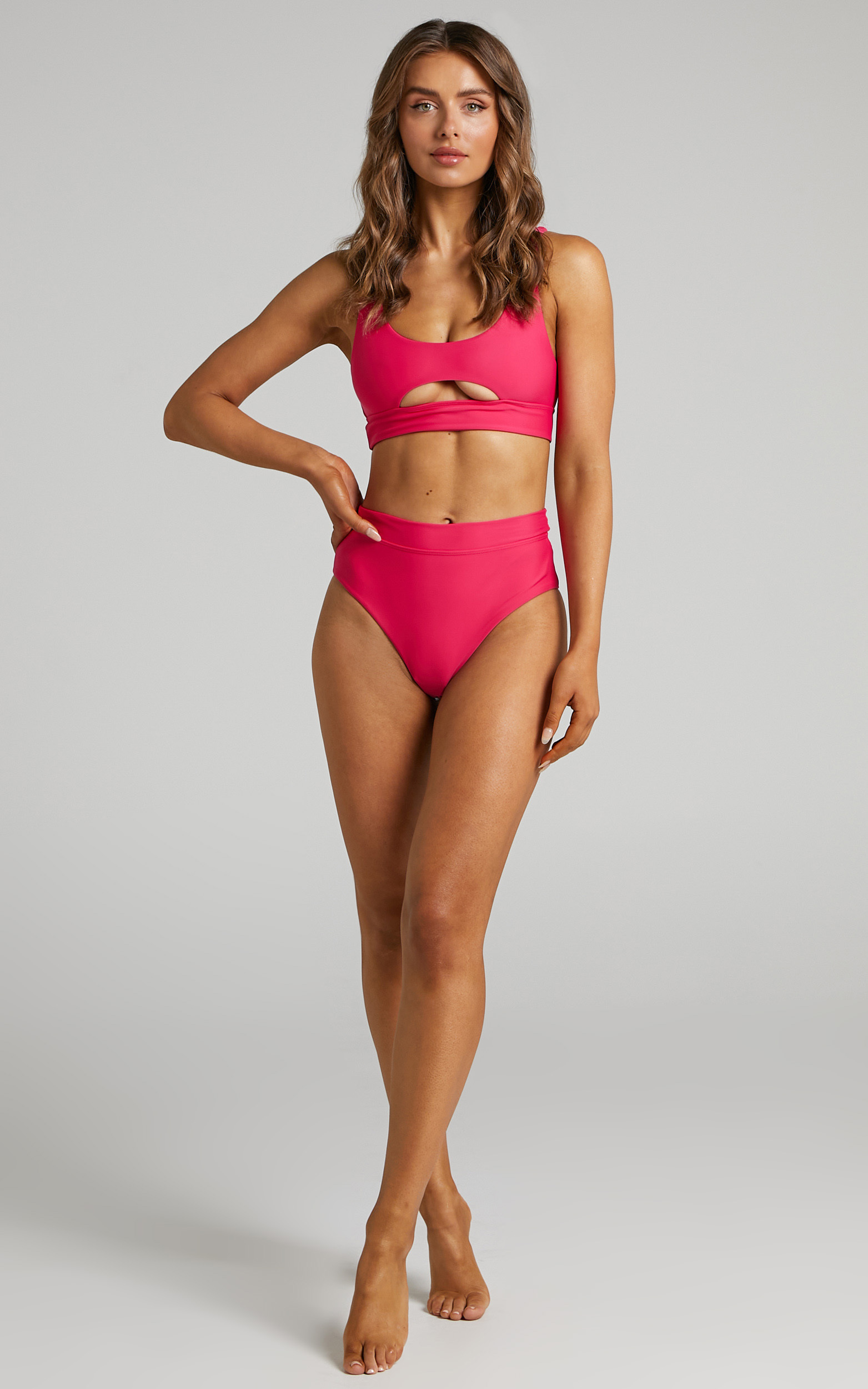 Recycled Nylon Bobbi High Waisted Bottoms in Hot Pink - 06, PNK1, hi-res image number null