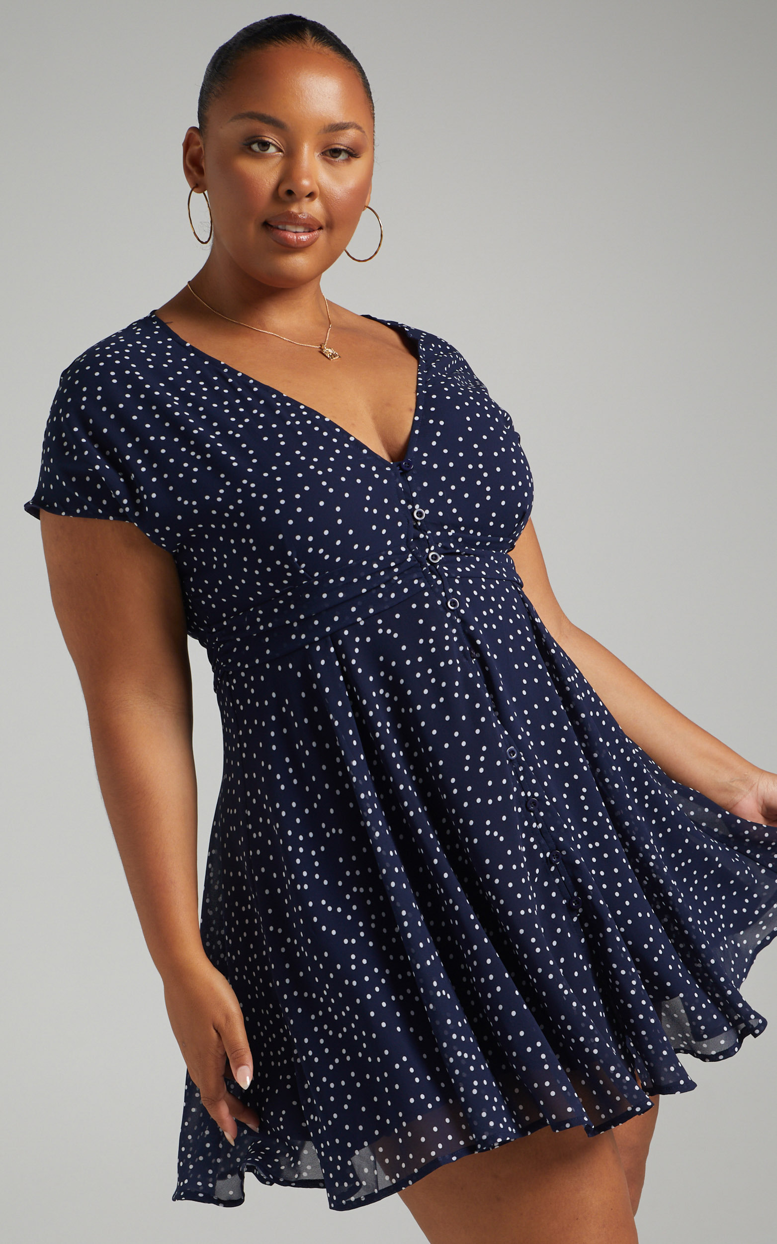 Hey Now A-line Mini Dress in Navy Spot - 20, NVY1, hi-res image number null