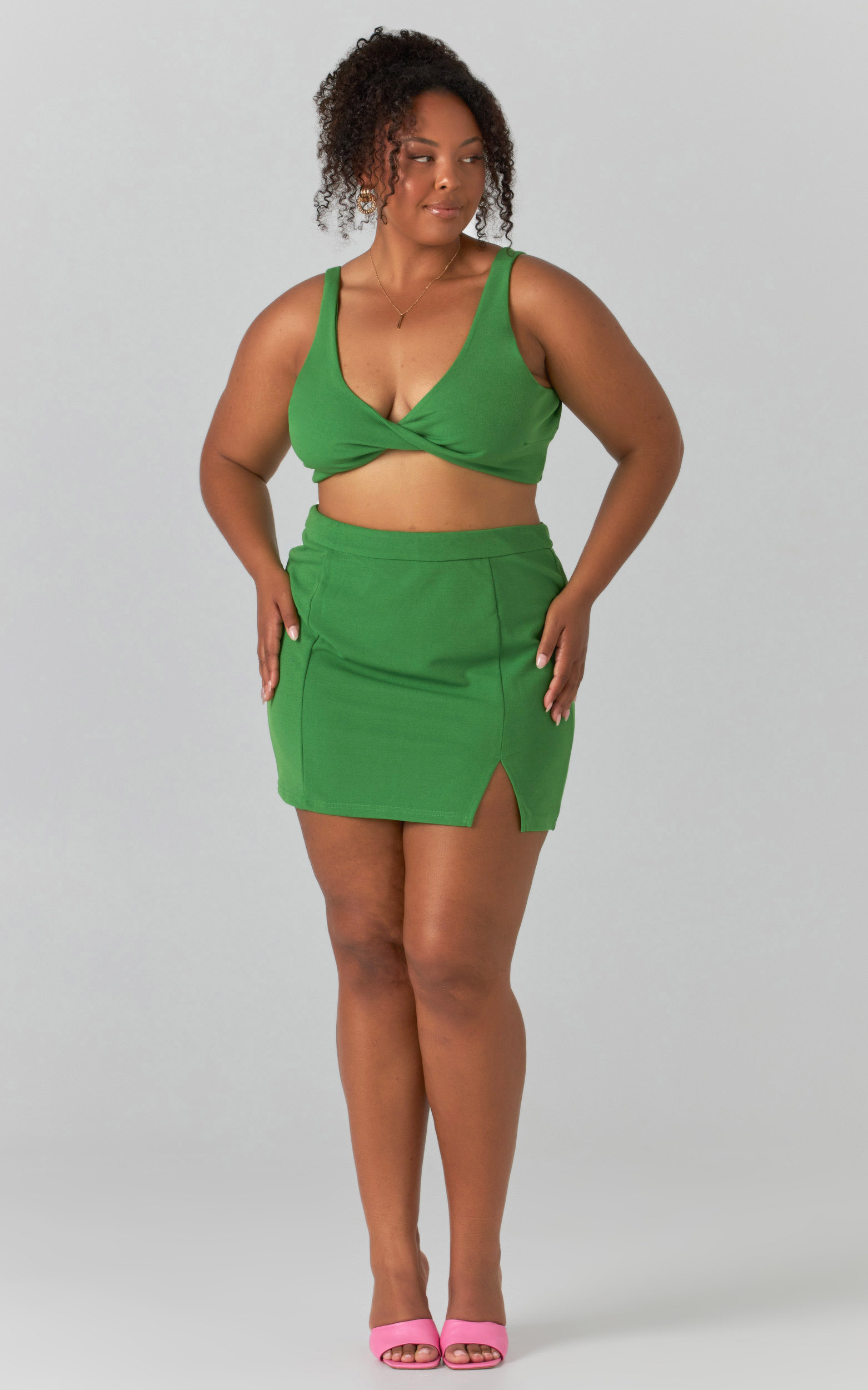 Jett Twist Detail Mini Two Piece in Green - 04, GRN2, hi-res image number null
