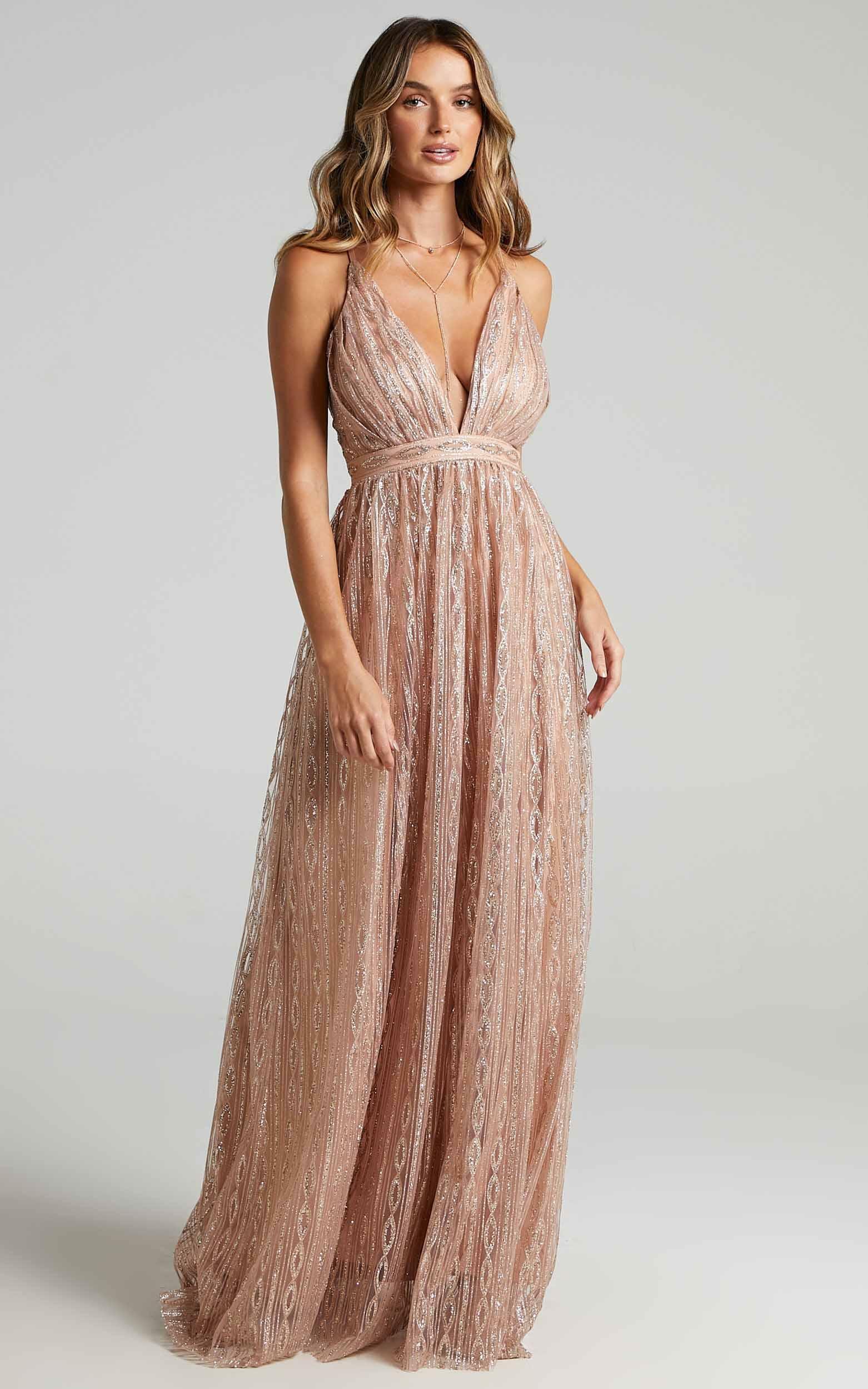 Romantic Night Maxi Dress in Rose Gold - 12, RSG1, hi-res image number null