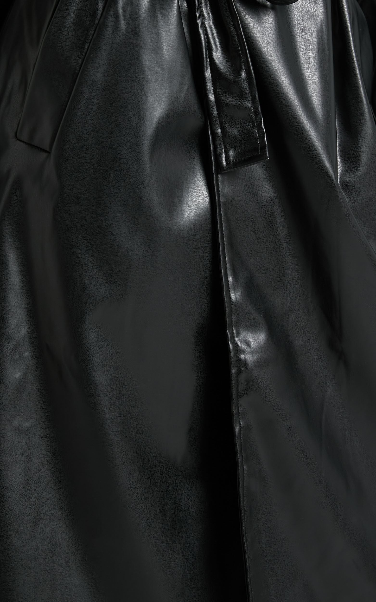 Viola Faux Leather Open Collar Coat in Black | Showpo