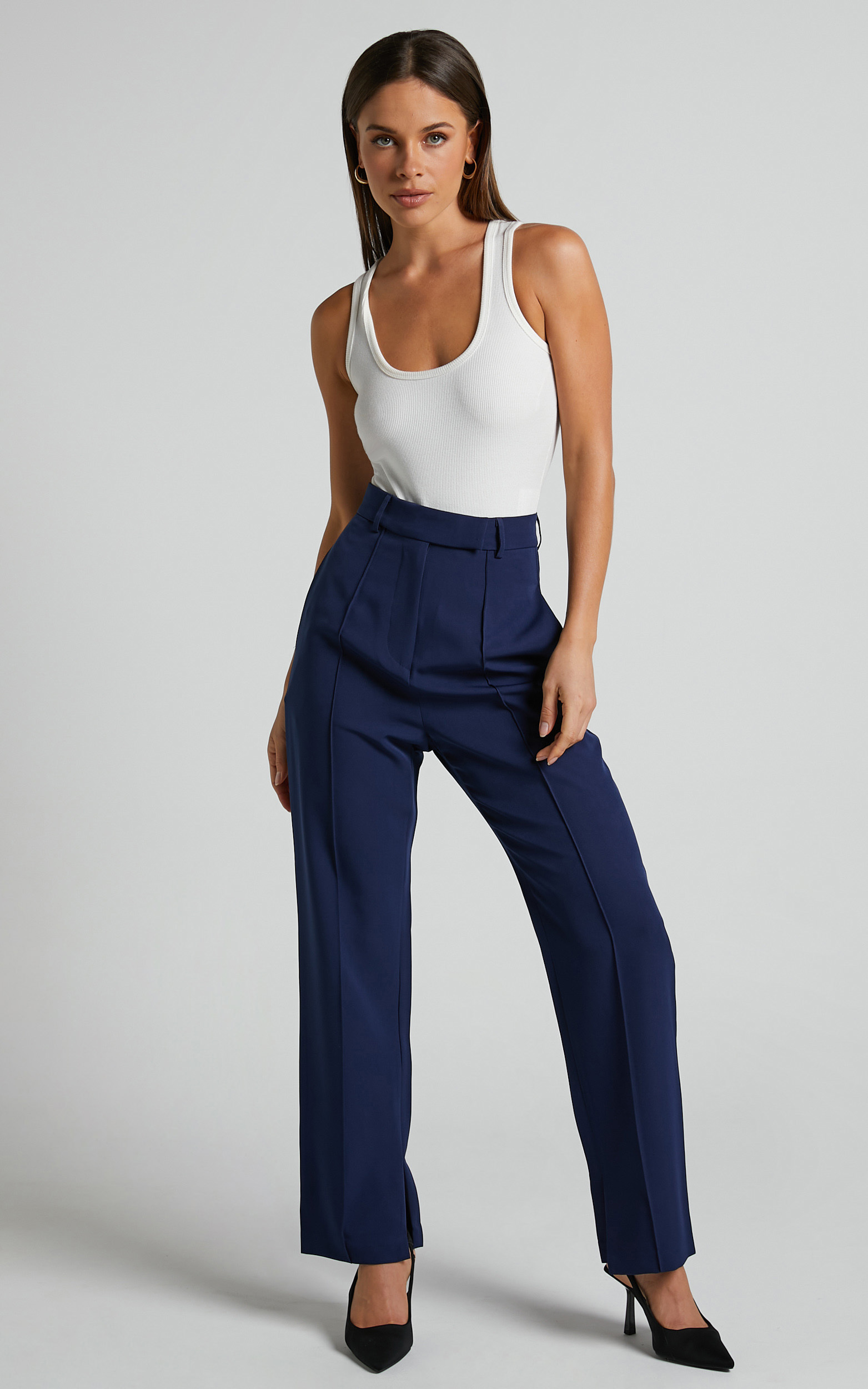 Rogers - High Waisted Pants in Navy | Showpo USA