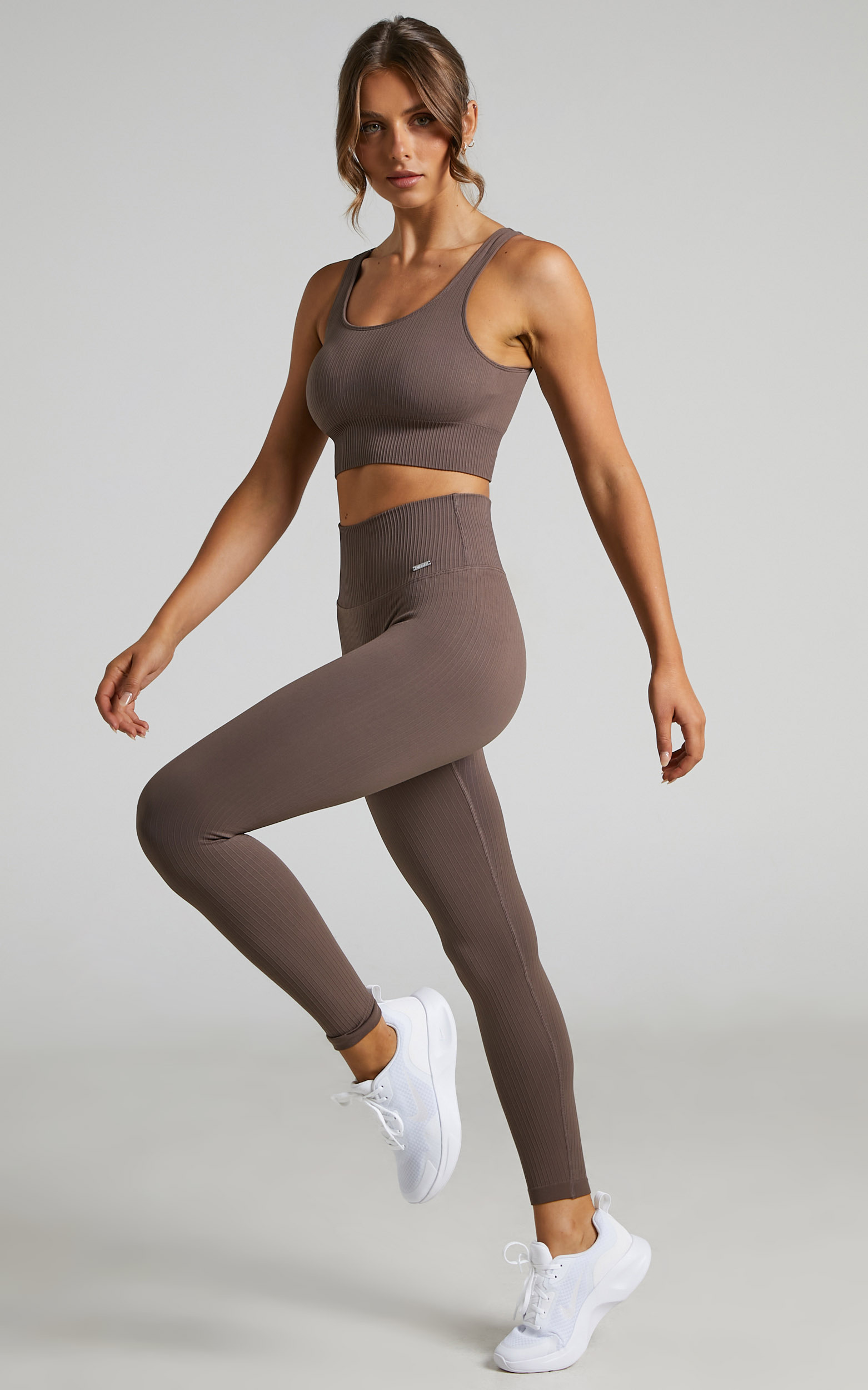 Aim'n - RIBBED SEAMLESS TIGHTS in MACCHIATO - L, BRN1, hi-res image number null