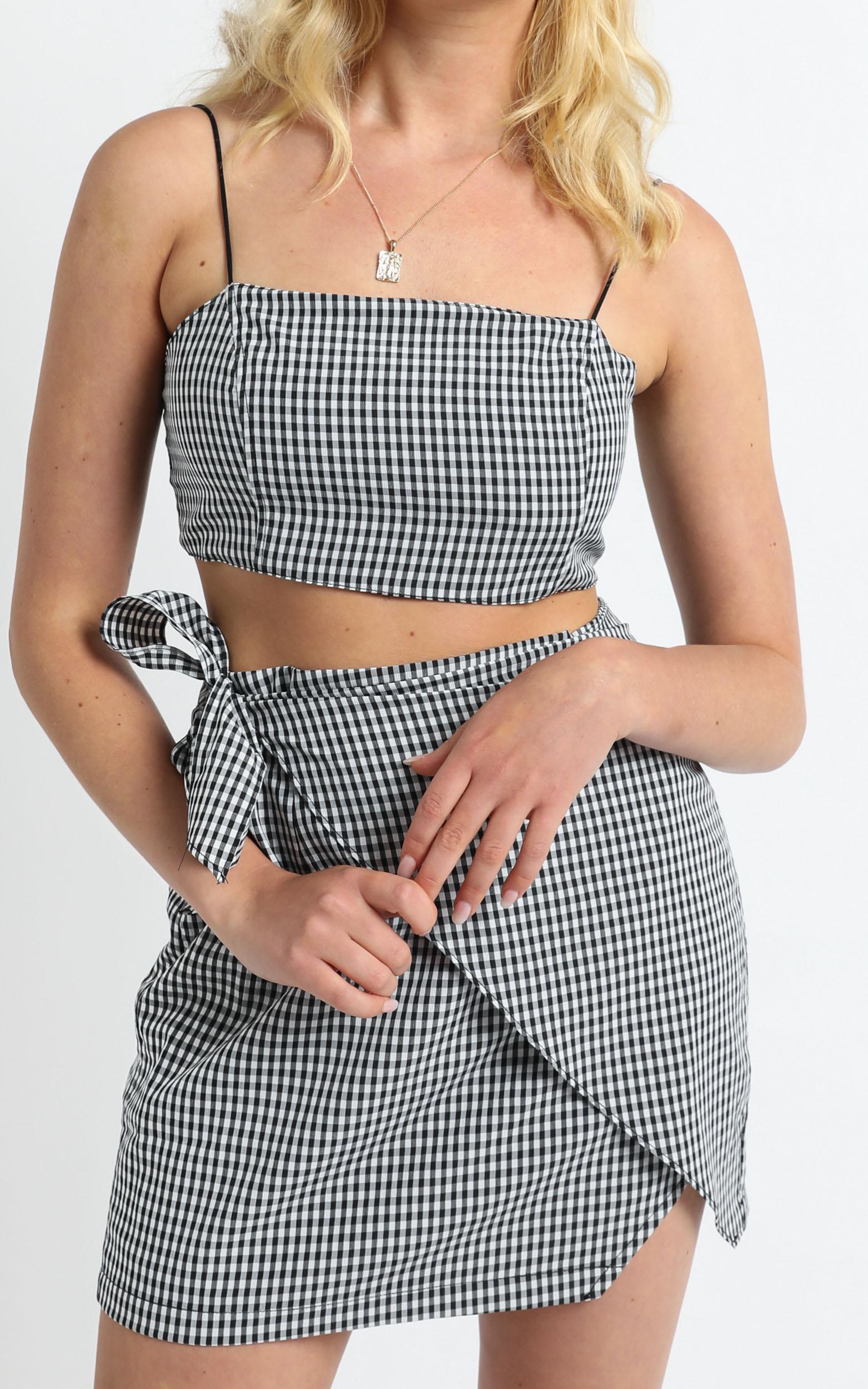 Keep On Turning Two Piece Set In Black Gingham  - 4 (XXS), BLK14, hi-res image number null