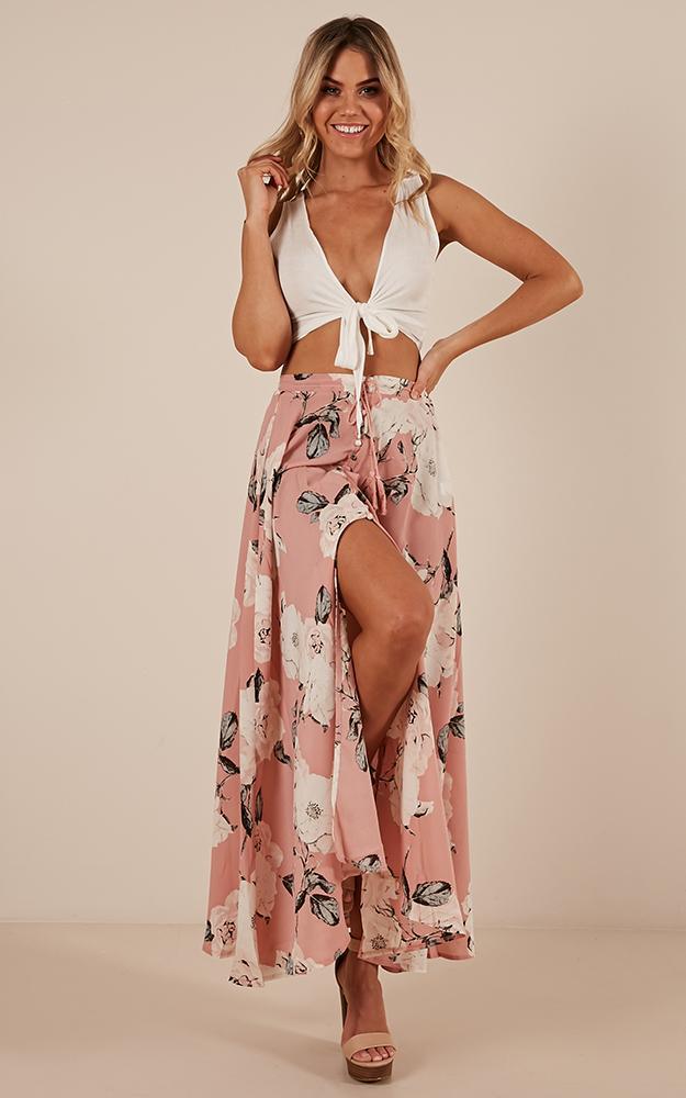 Flying On Neverland maxi skirt in dusty pink floral - 6 (XS), Pink, hi-res image number null