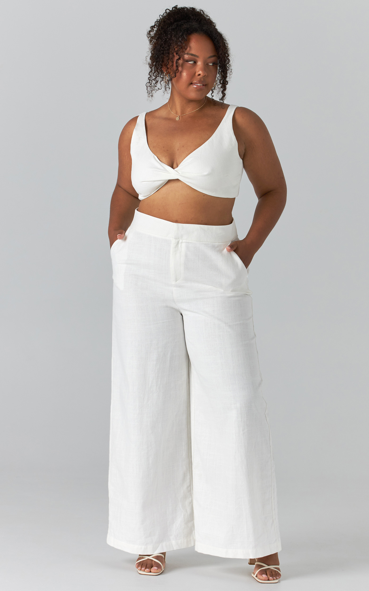 Kingston Twist Front Twill Two Piece Set in White - 04, WHT4, hi-res image number null