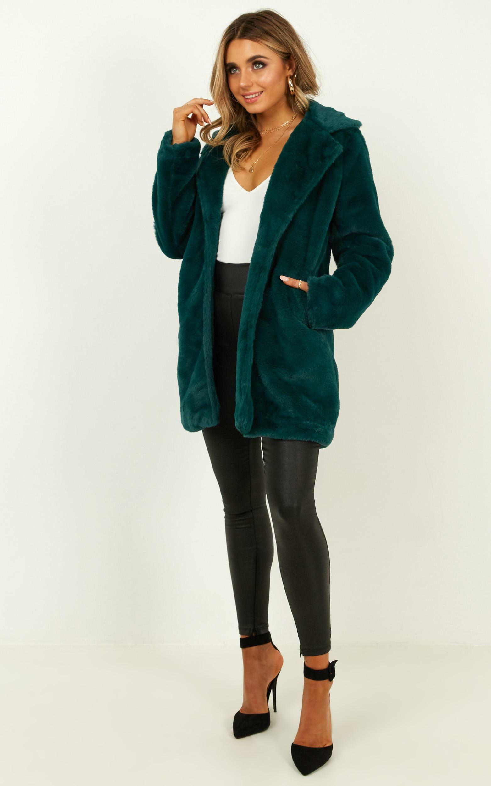 Leaning On You Coat in Emerald faux fur - 12, GRN2, hi-res image number null