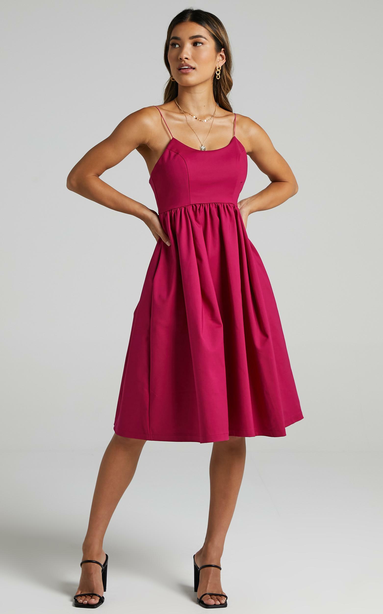 Wild Nights A-line Spaghetti Strap Dress in Magenta - 06, PRP7, hi-res image number null