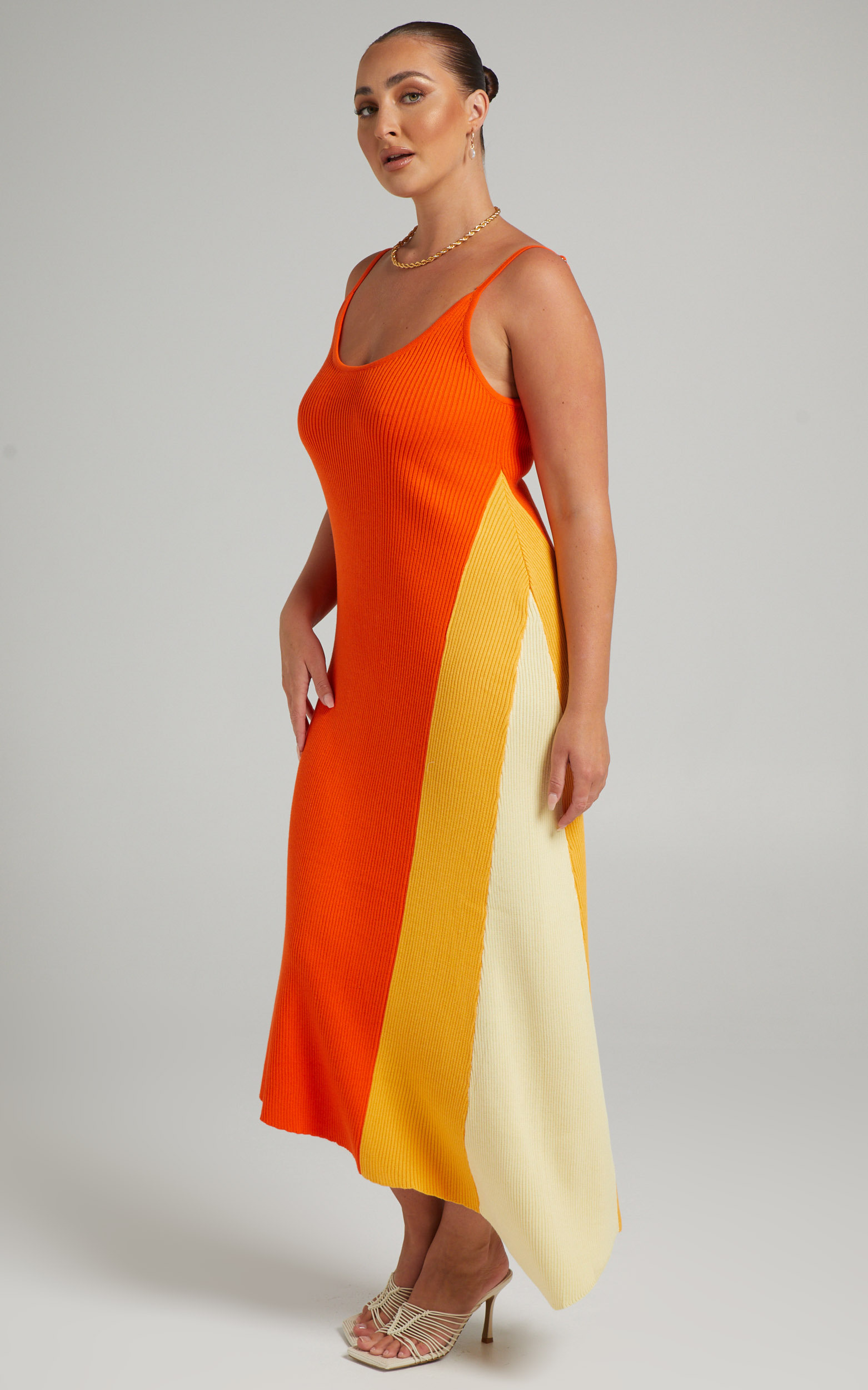 Claudia Knit Dress with Godet Side Panel in Orange - 06, ORG2, hi-res image number null