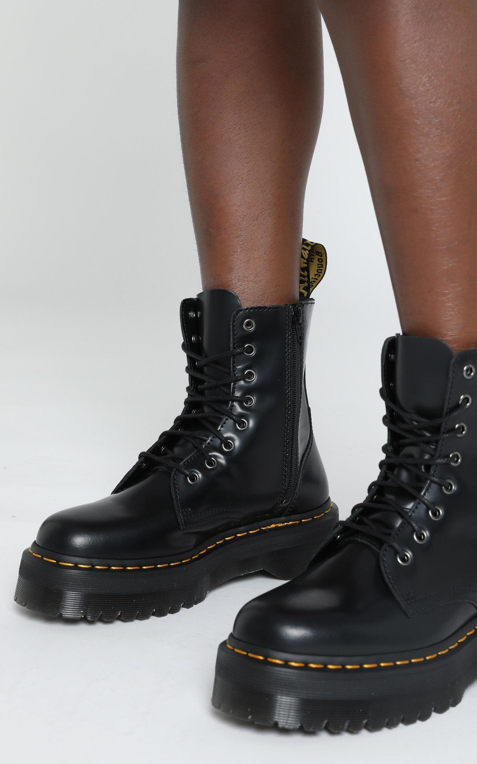 Dr. Martens - Jadon 8 Eye Boot in Black Polish | Showpo