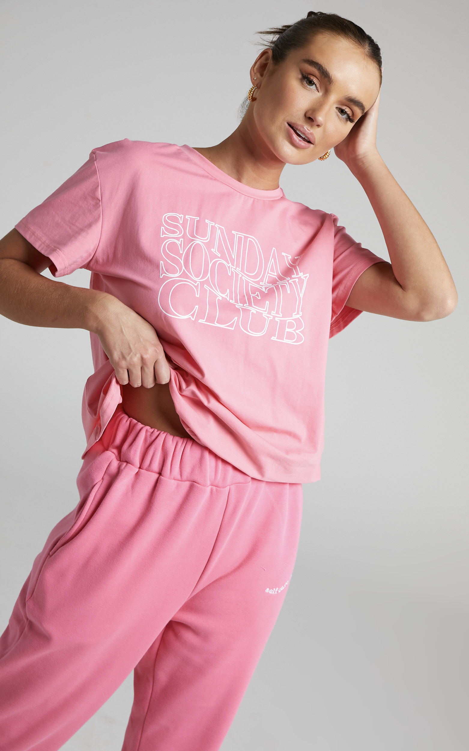 Sunday Society Club - Logo T-Shirt in Pink - 04, PNK1, hi-res image number null