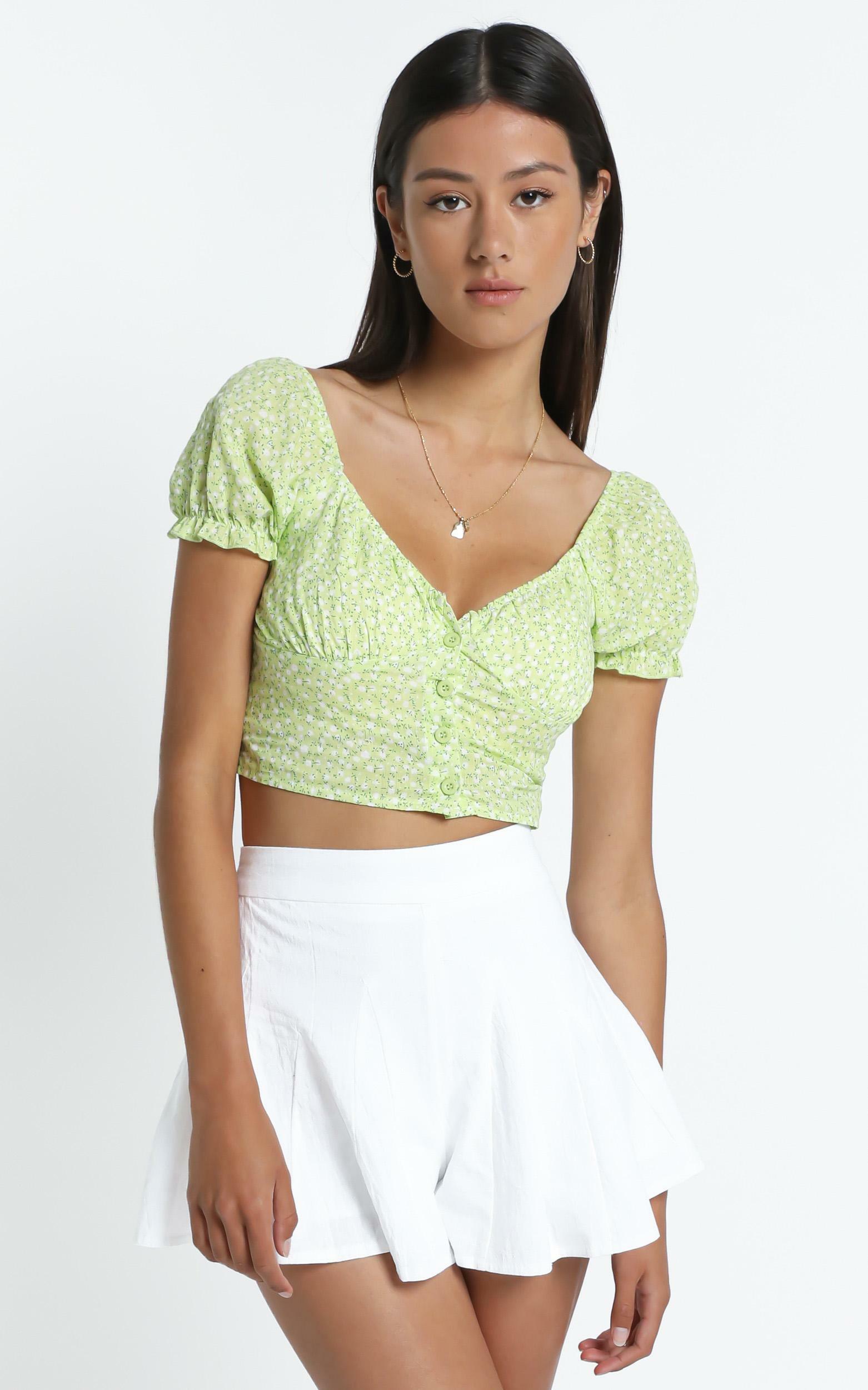 Mellor Top in Lime Floral - S, Green, hi-res image number null