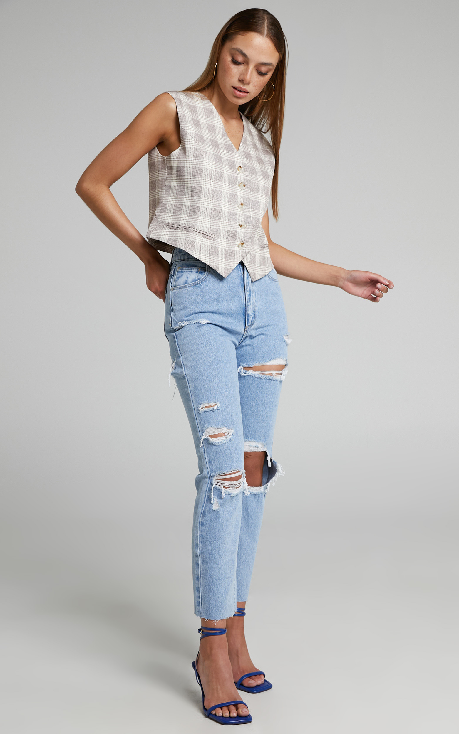 Abrand - 94 High Slim Jeans in Walkaway Shred - 06, BLU1, hi-res image number null