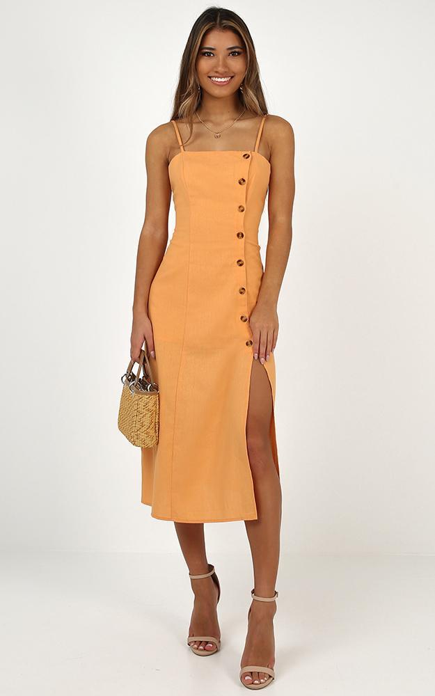 Rain On Me dress in sherbet linen look, Yellow, hi-res image number null