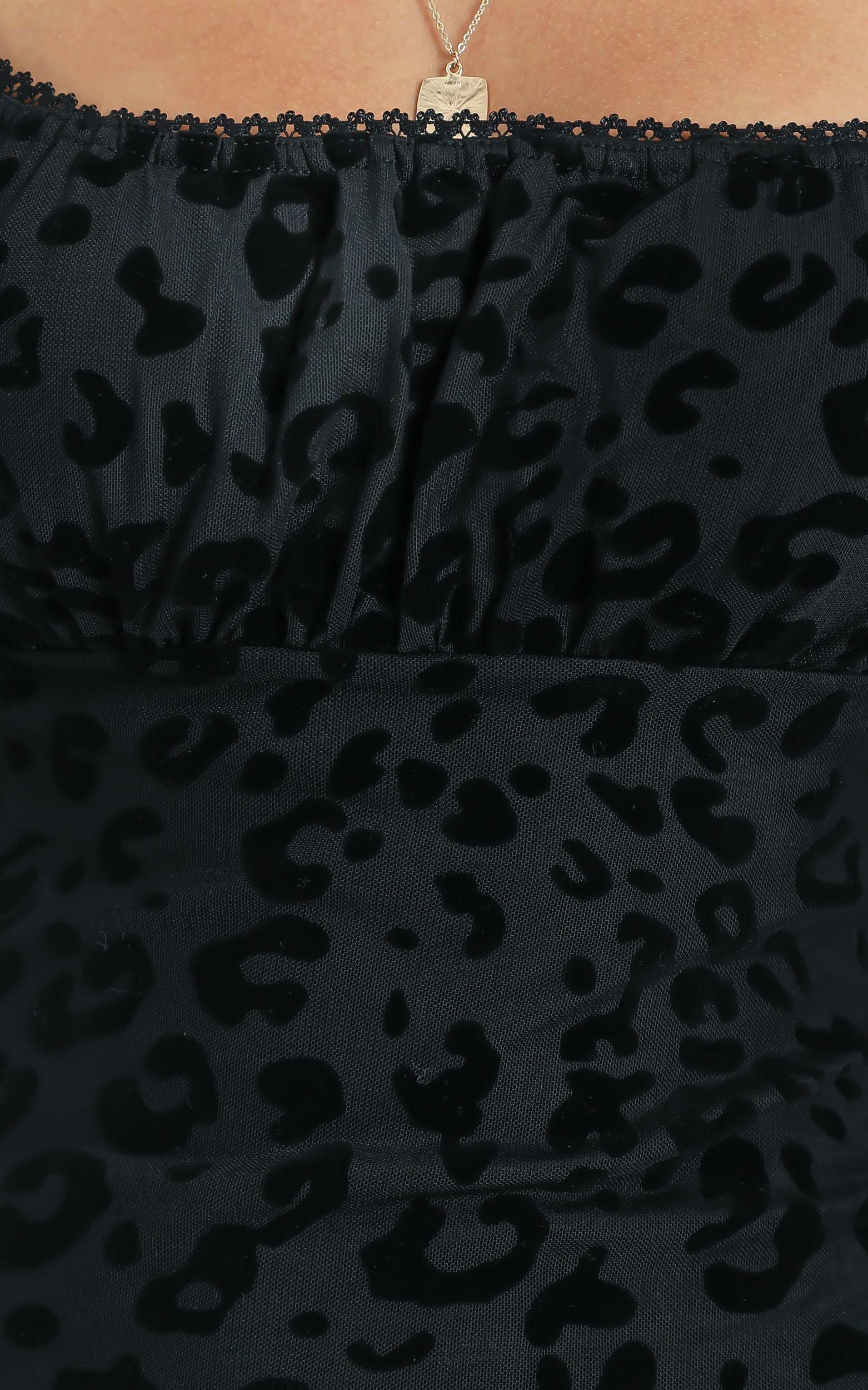 Savannah Burnout Mini Dress In Black Leopard | Showpo