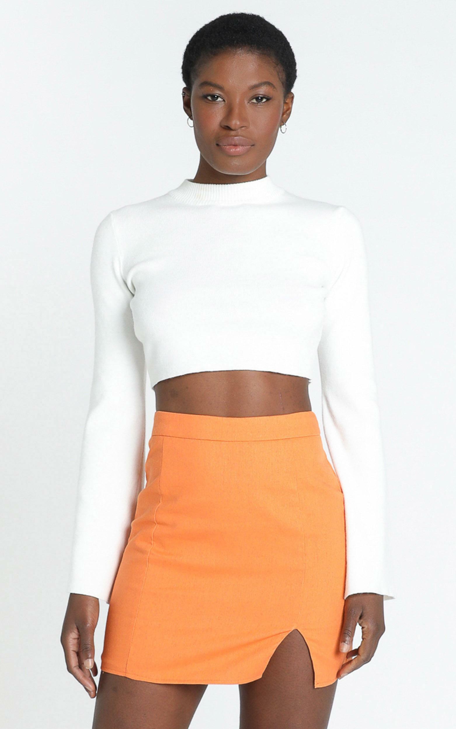 International Babe Mini Skirt in Tangerine Linen Look - 20, ORG4, hi-res image number null