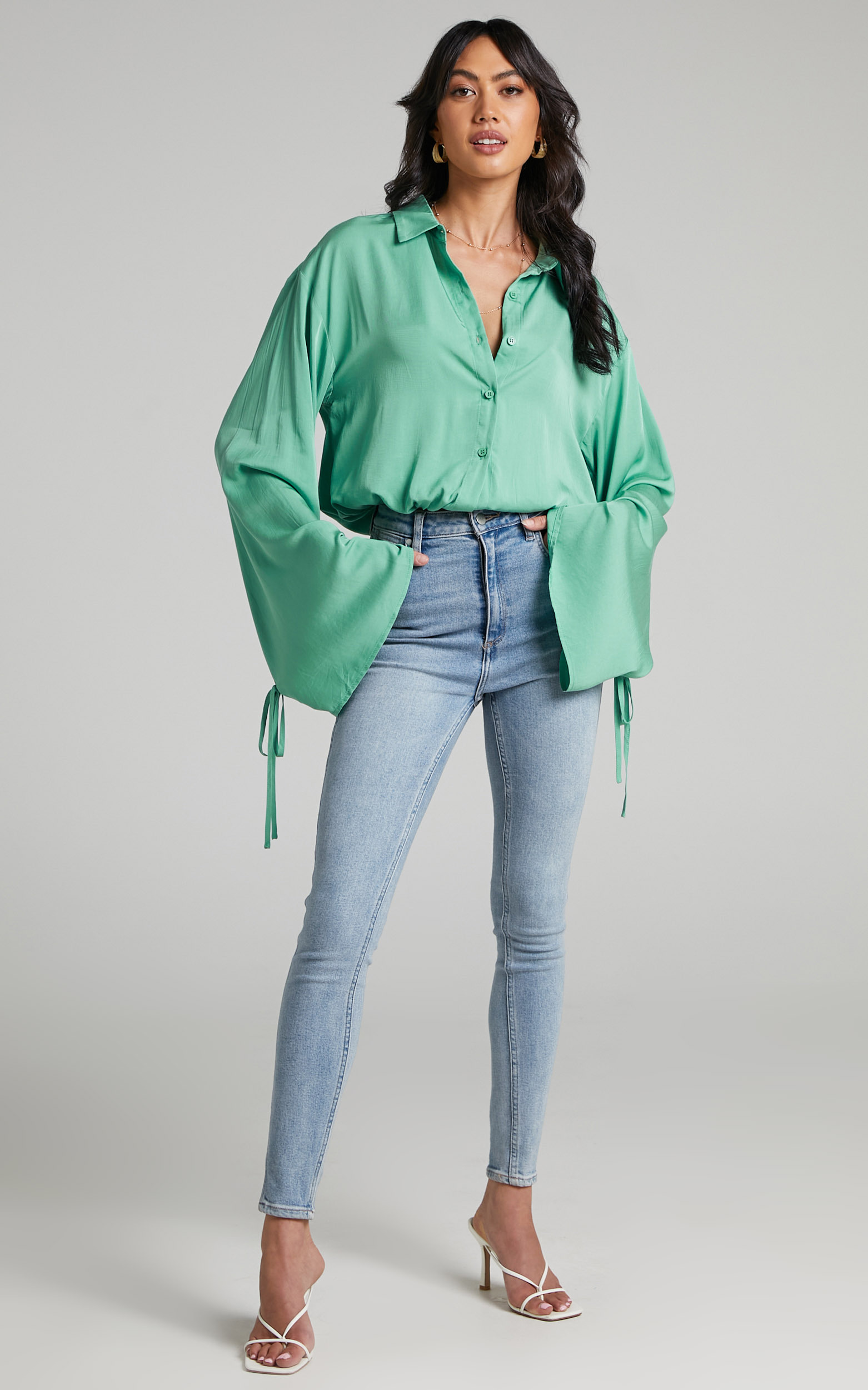 Wanda Button up Shirt in Seafoam - 06, GRN3, hi-res image number null