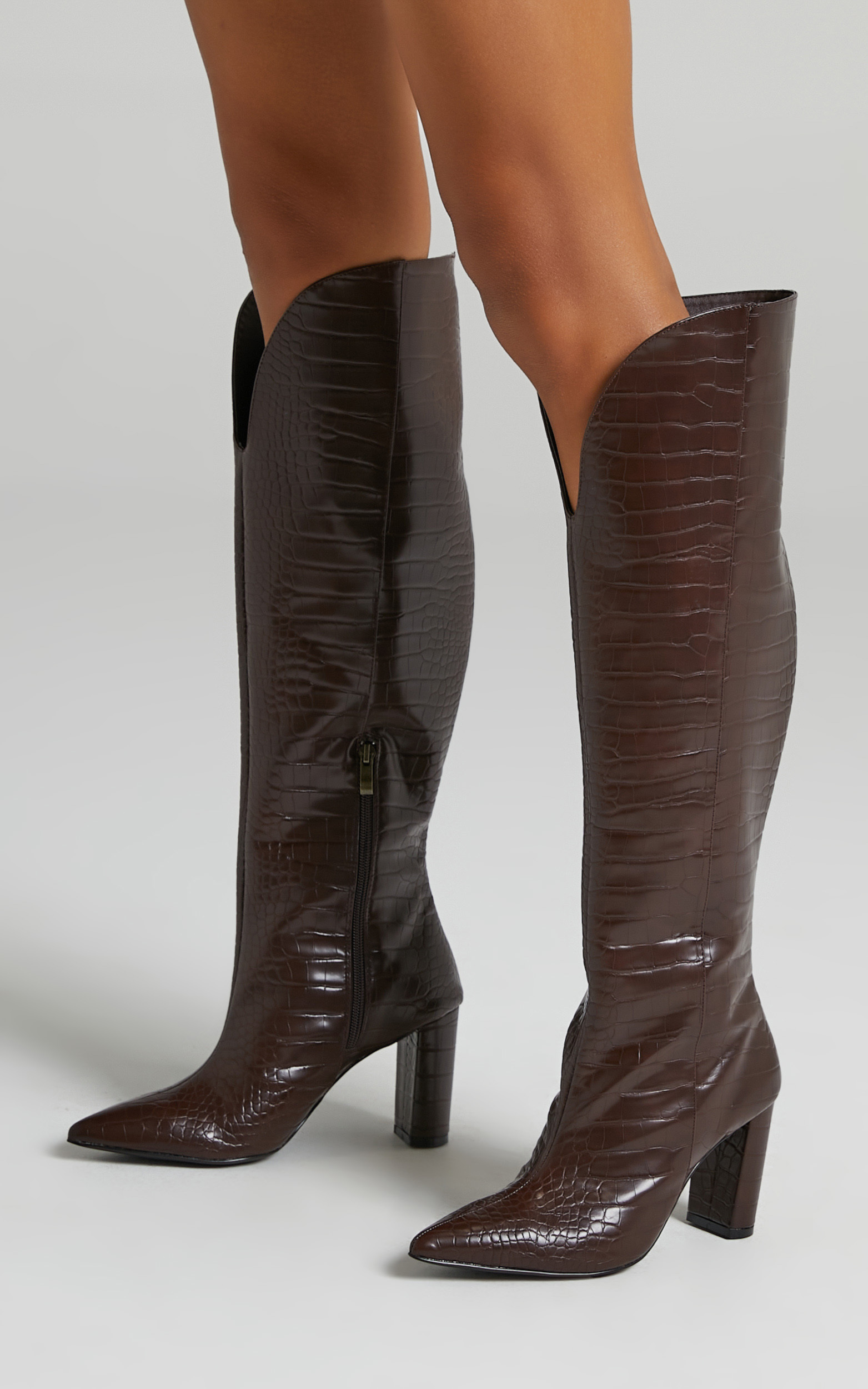 Therapy - Ginny Boots in Chocolate Croc - 05, BRN1, hi-res image number null
