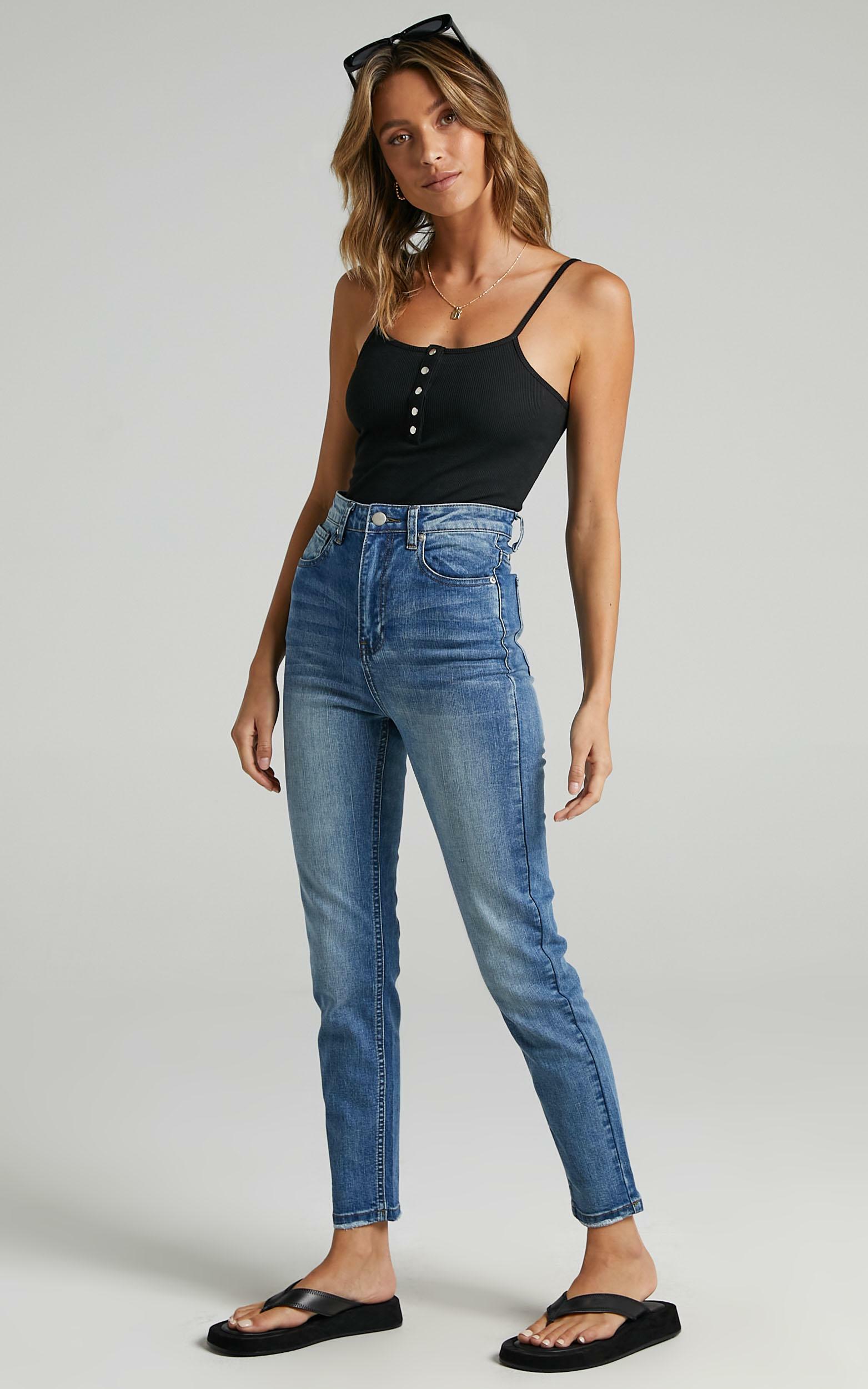 Caitlin Skinny Jeans in Mid Blue Denim - 14, BLU1, hi-res image number null