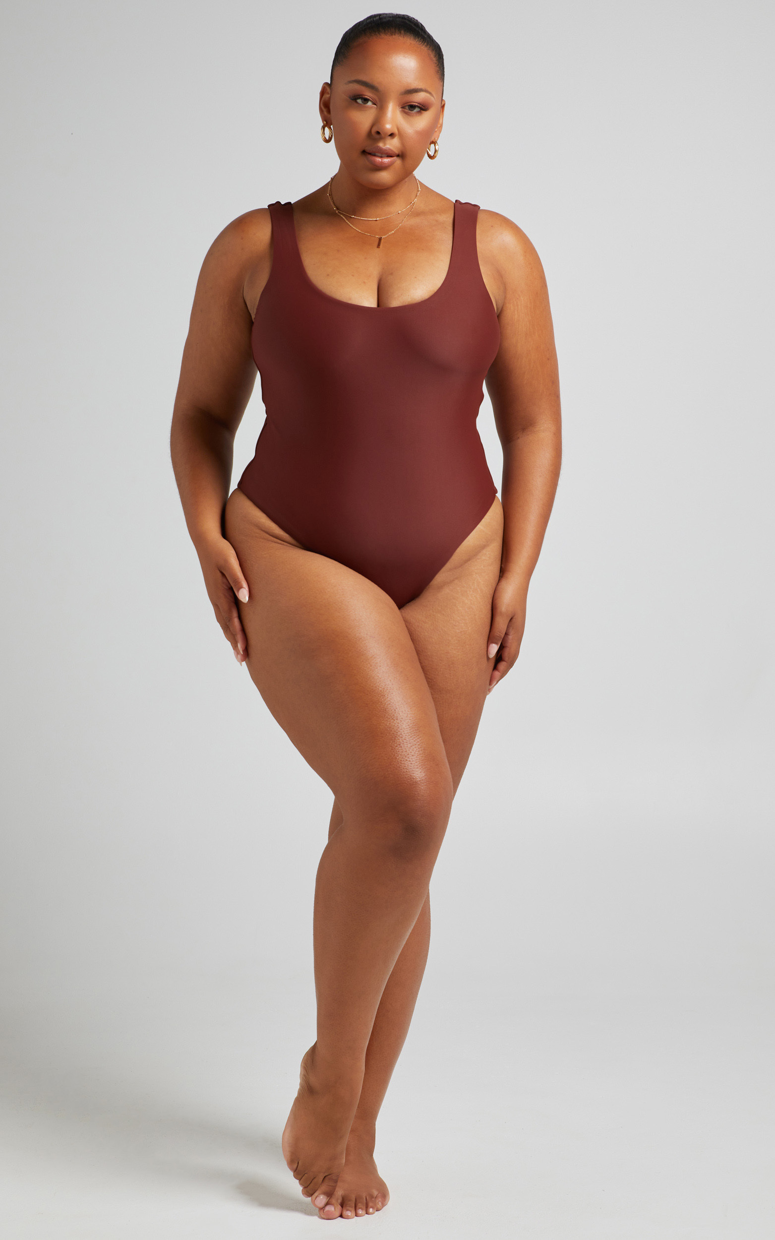 Lani Recycled Nylon Scoop Neck One Piece in Chocolate - 04, BRN1, hi-res image number null