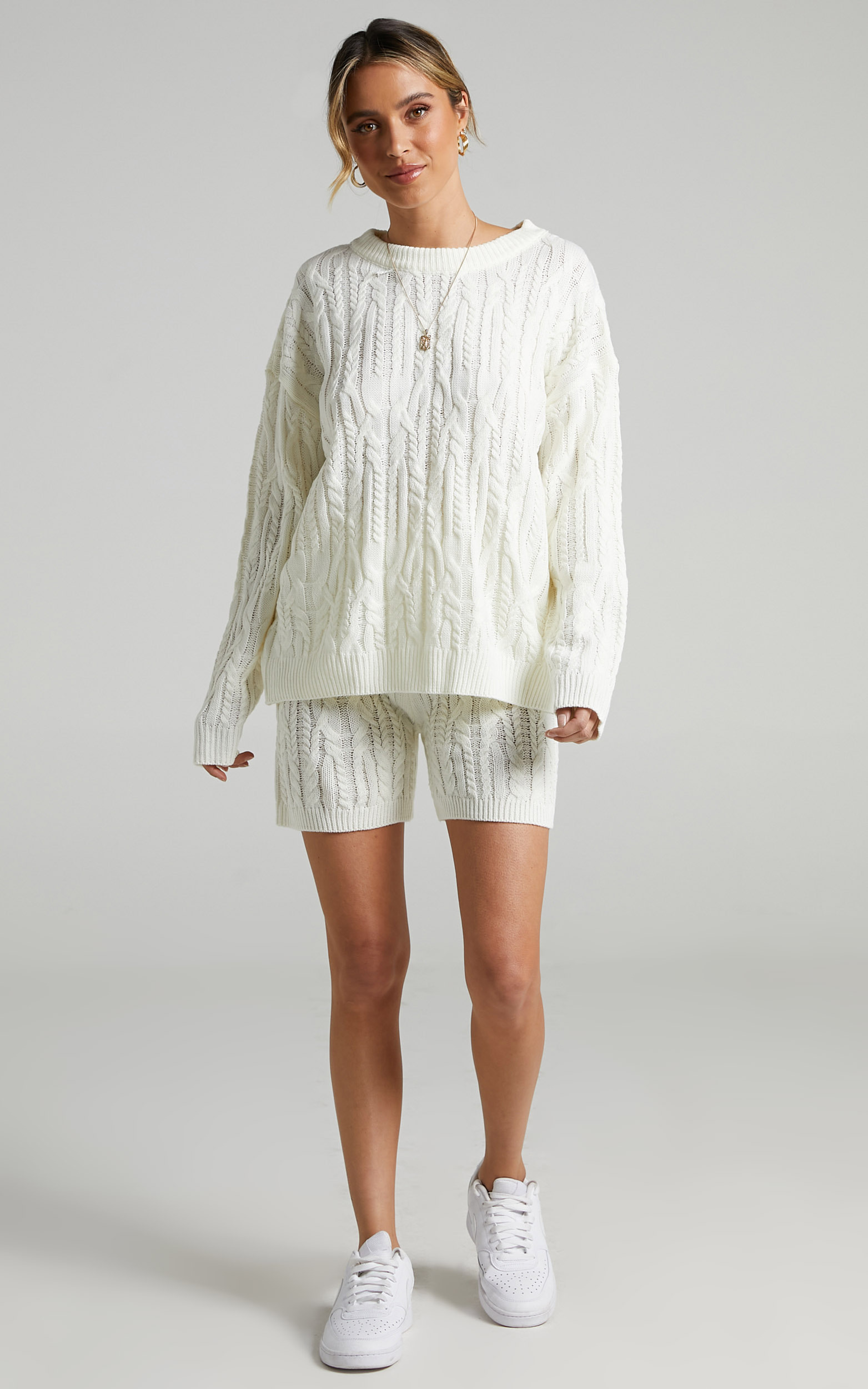 Olivia Cable Knit Two Piece Set in Ivory | Showpo USA