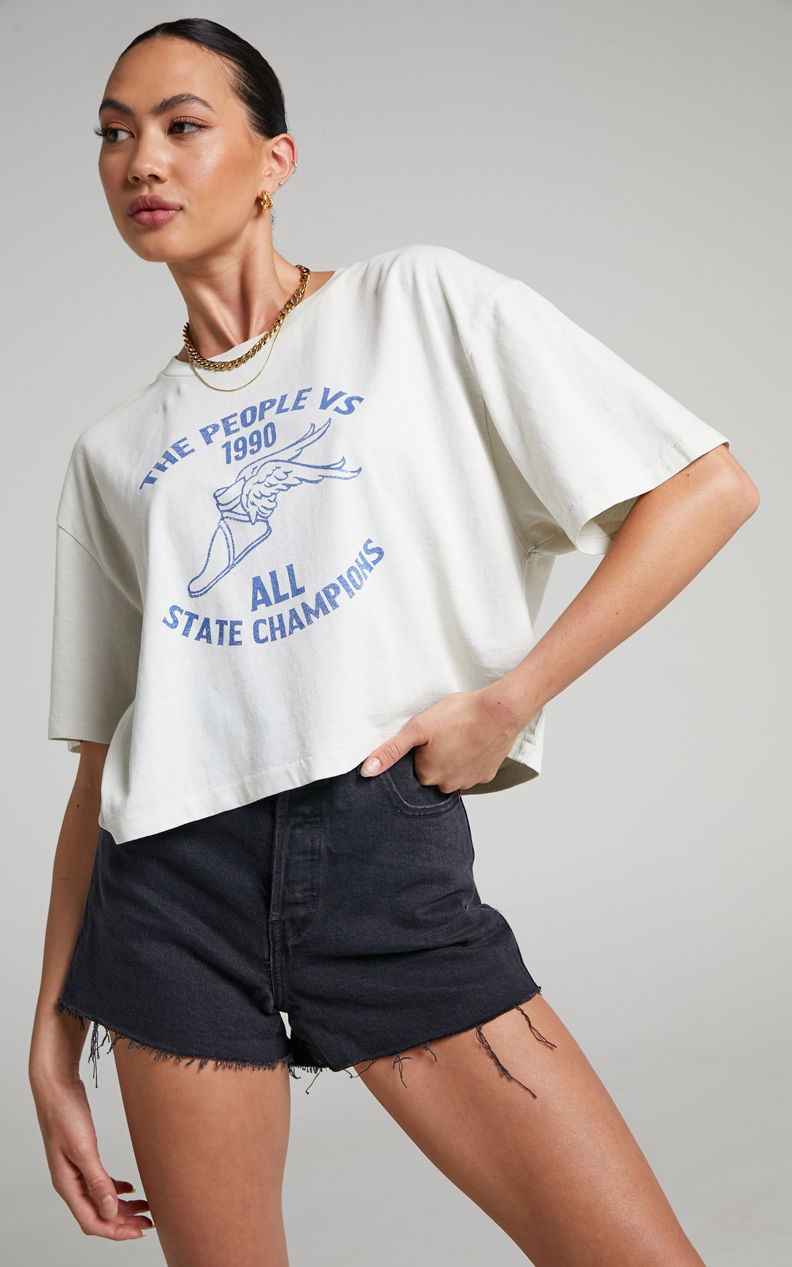 The People Vs - Athletica Crop Tee in Antique White - XS, WHT1, hi-res image number null