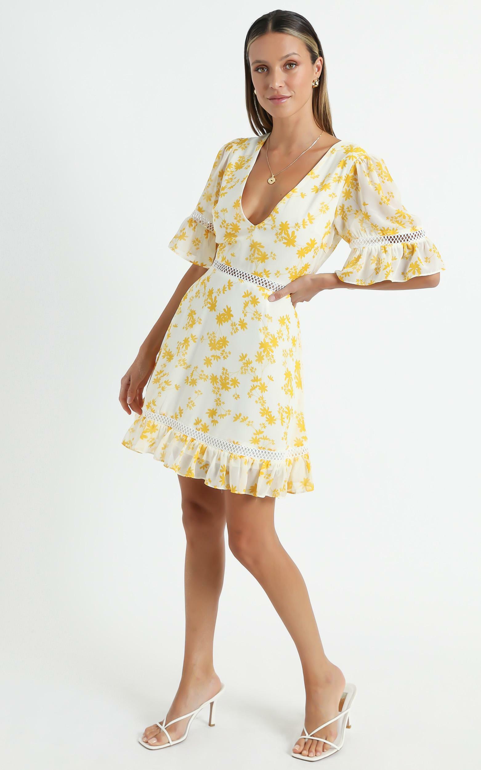 My Darkest Night Dress in Yellow Floral - 04, YEL1, hi-res image number null