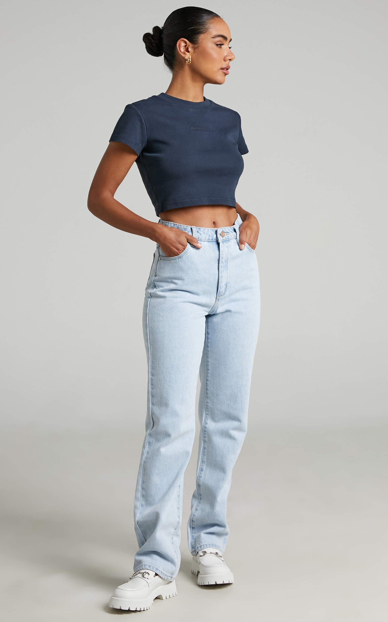 Abrand - 90's Crop Tee in 70s Navy - L, NVY1, hi-res image number null