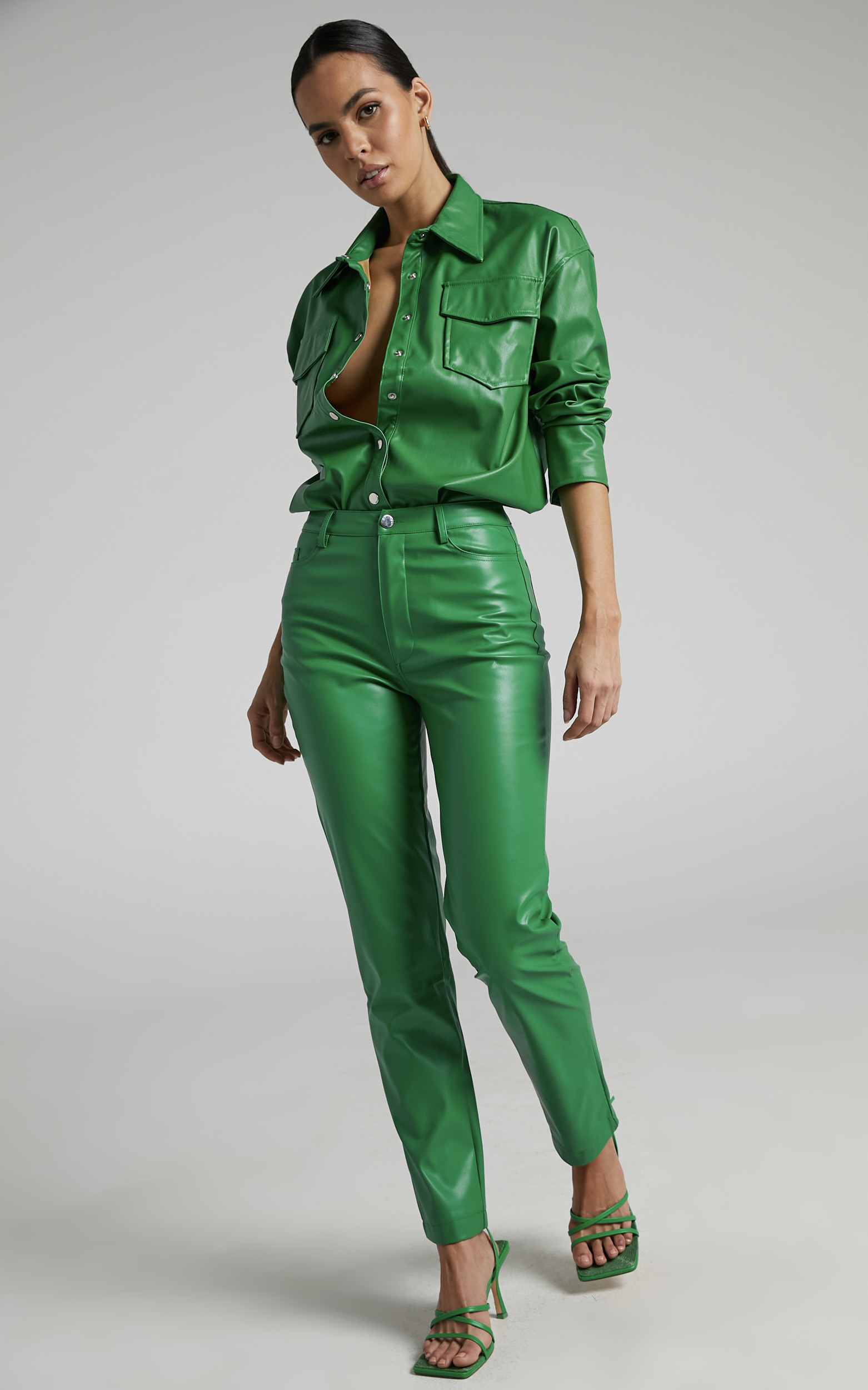 Dilyenne High Waist Straight Leg Pants in Green - 06, GRN3, hi-res image number null