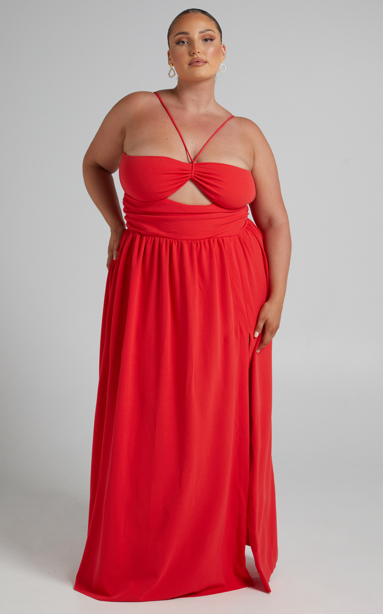 Alouette cut out open back maxi dress in OXYFIRE - 10, RED1, hi-res image number null