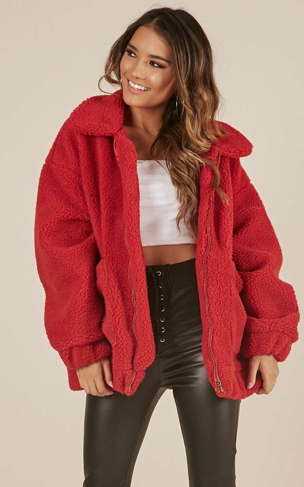 Point Blank Jacket in Red Teddy - OneSize, RED4, hi-res image number null