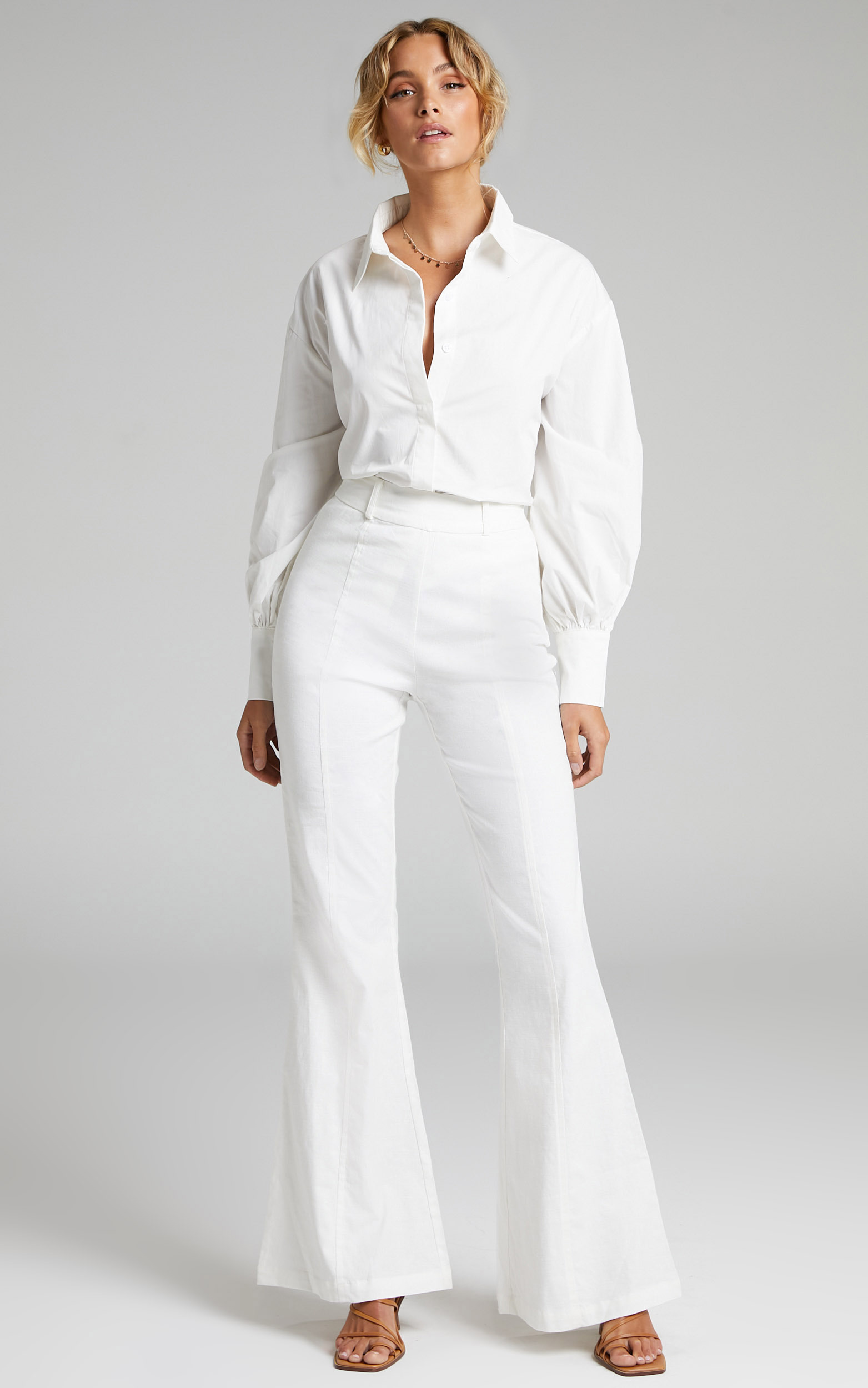 Chielo High Rise Fit and Flare Pant in White - 04, WHT1, hi-res image number null