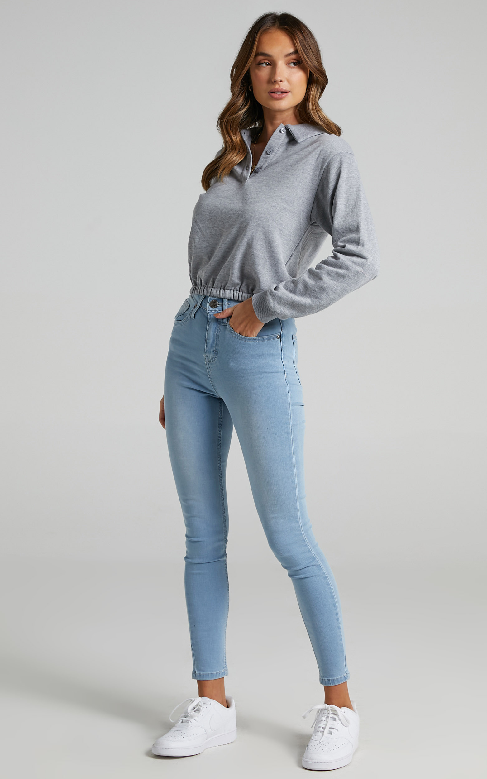 Christina Skinny Jeans In Light Wash Denim | Showpo