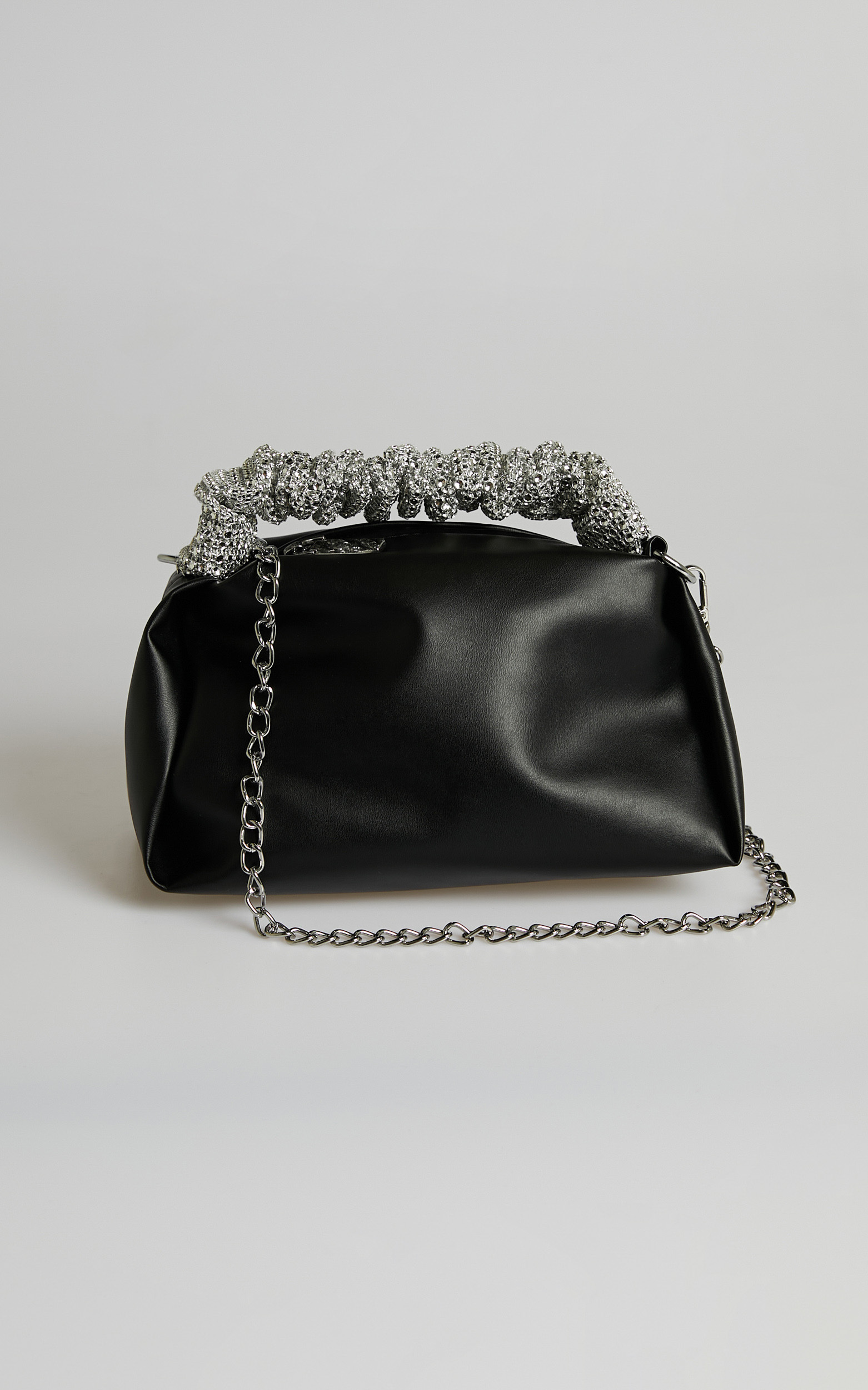 Beckie Ruched Embellished Handle Bag in Black - NoSize, BLK1, hi-res image number null