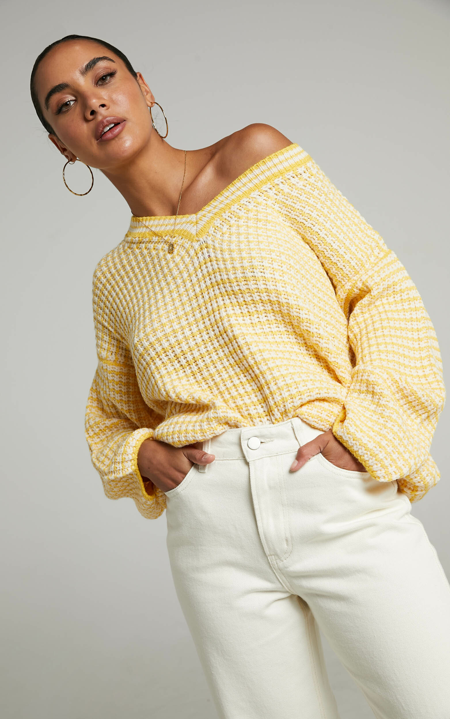 Leanne Long Sleeve Jumper in Yellow - S/M, YEL1, hi-res image number null