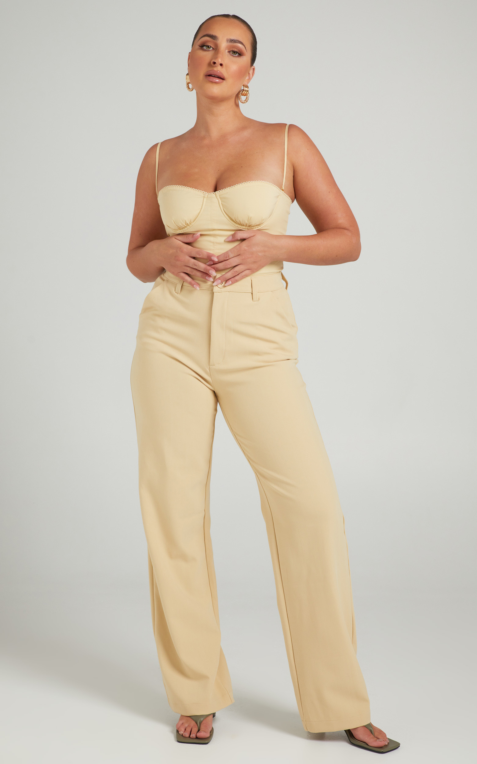 Danielle Bernstein - High Waisted Classic Trouser in Taupe - 06, BRN1, hi-res image number null