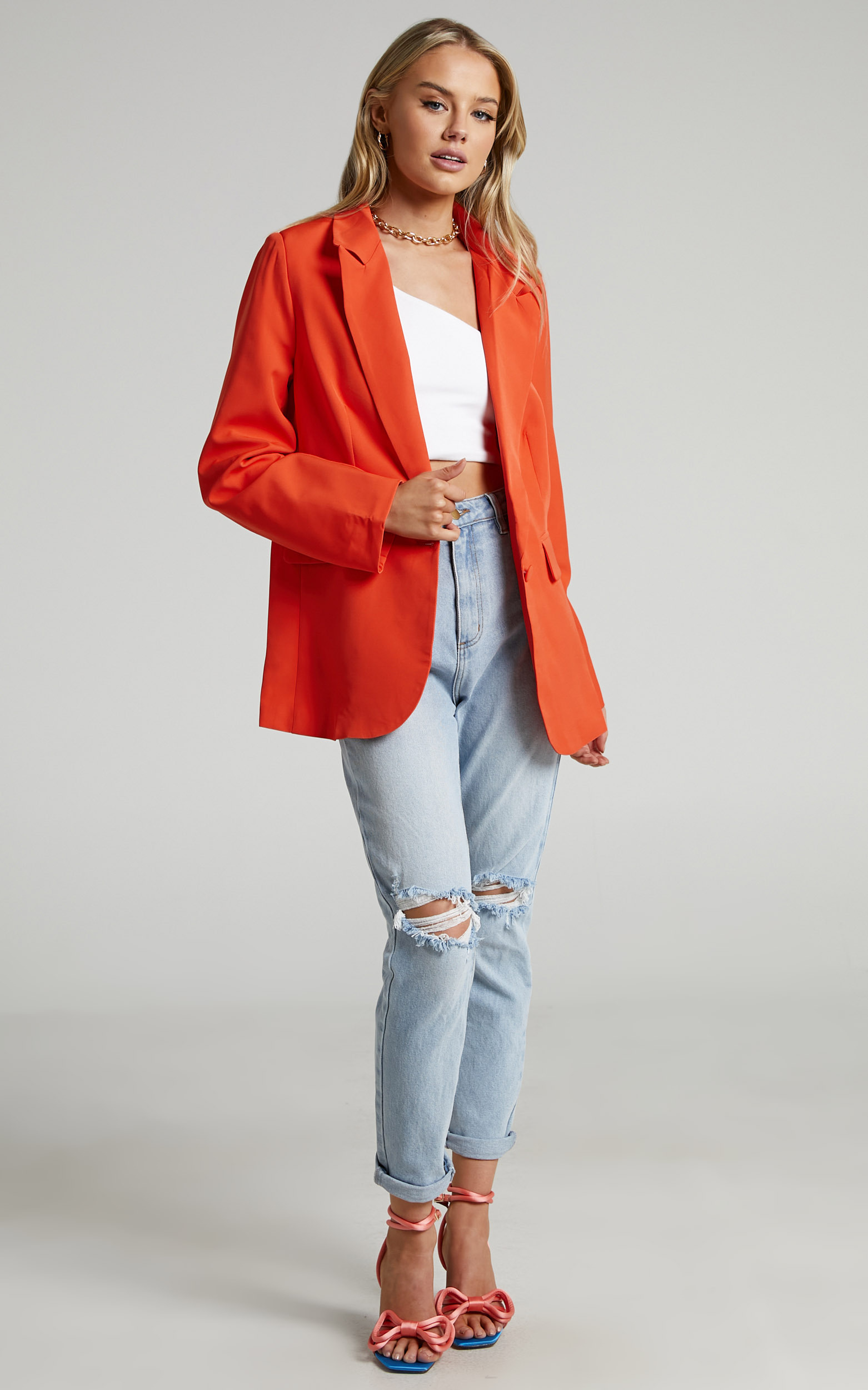 Ashesha Tailored Suiting Blazer in Oxy Fire - 04, RED2, hi-res image number null