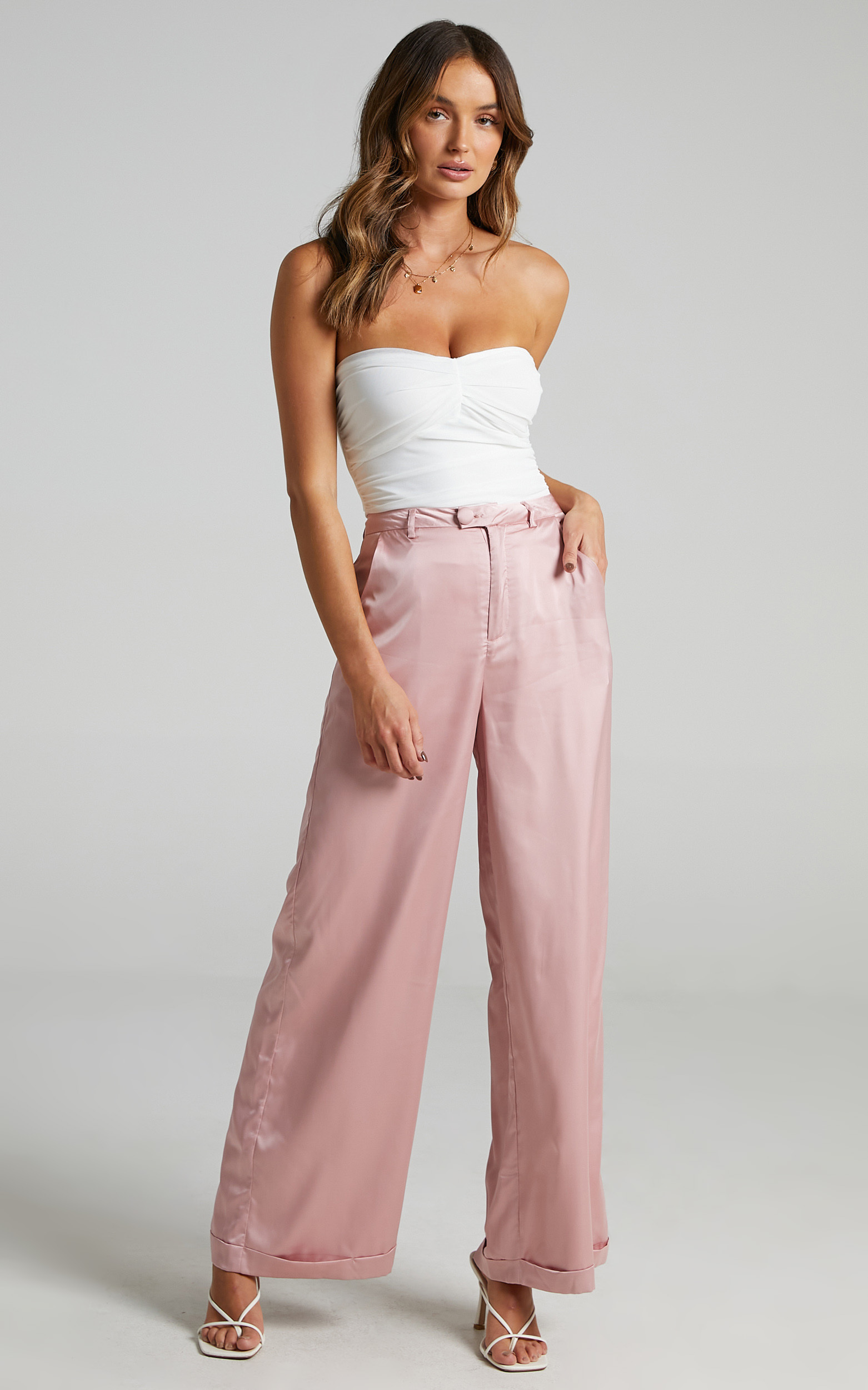 Ailbe Pants in Blush Satin - 06, PNK1, hi-res image number null