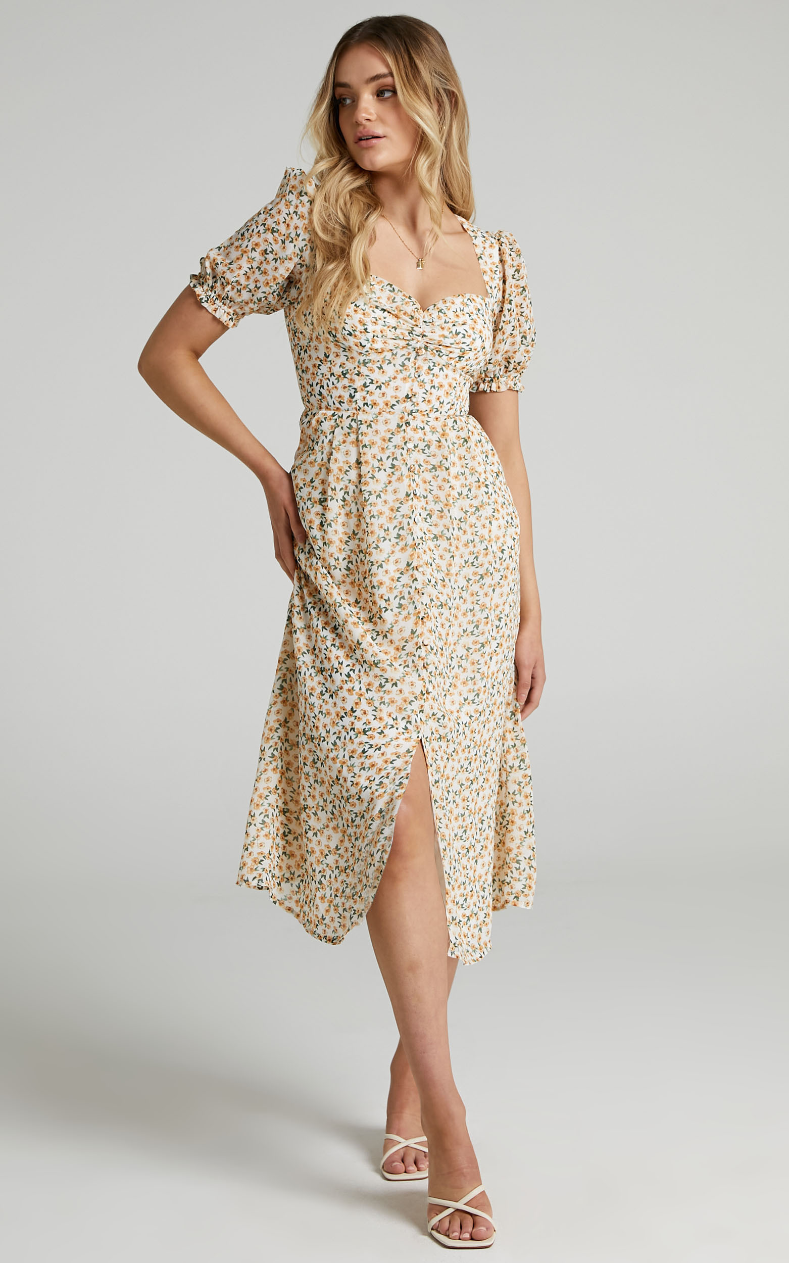 Seven Wonders - Yasmine Midi Dress in Yellow Floral - L, MLT1, hi-res image number null