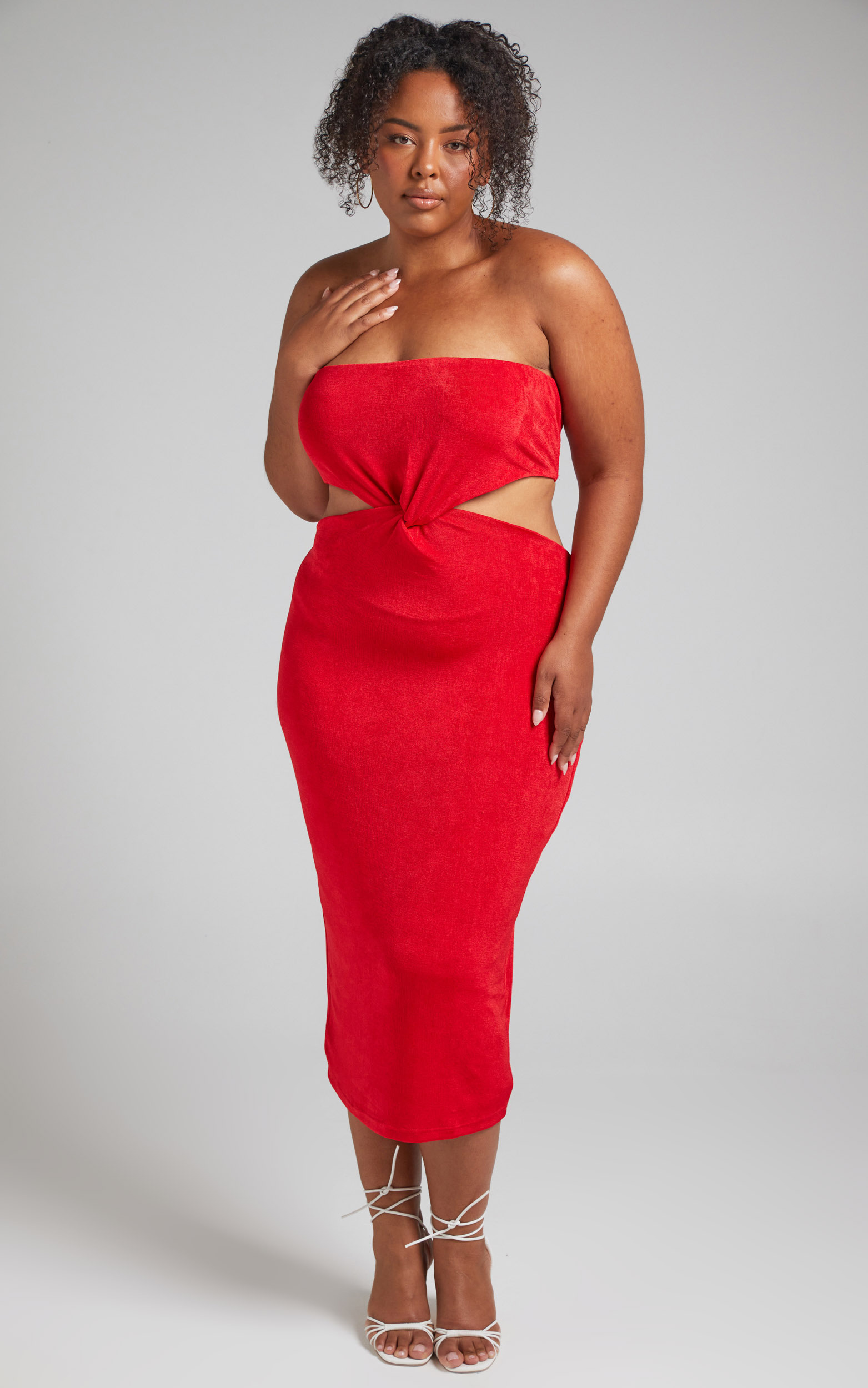 Candence Twist Front Strapless Dress in Red - 04, RED1, hi-res image number null