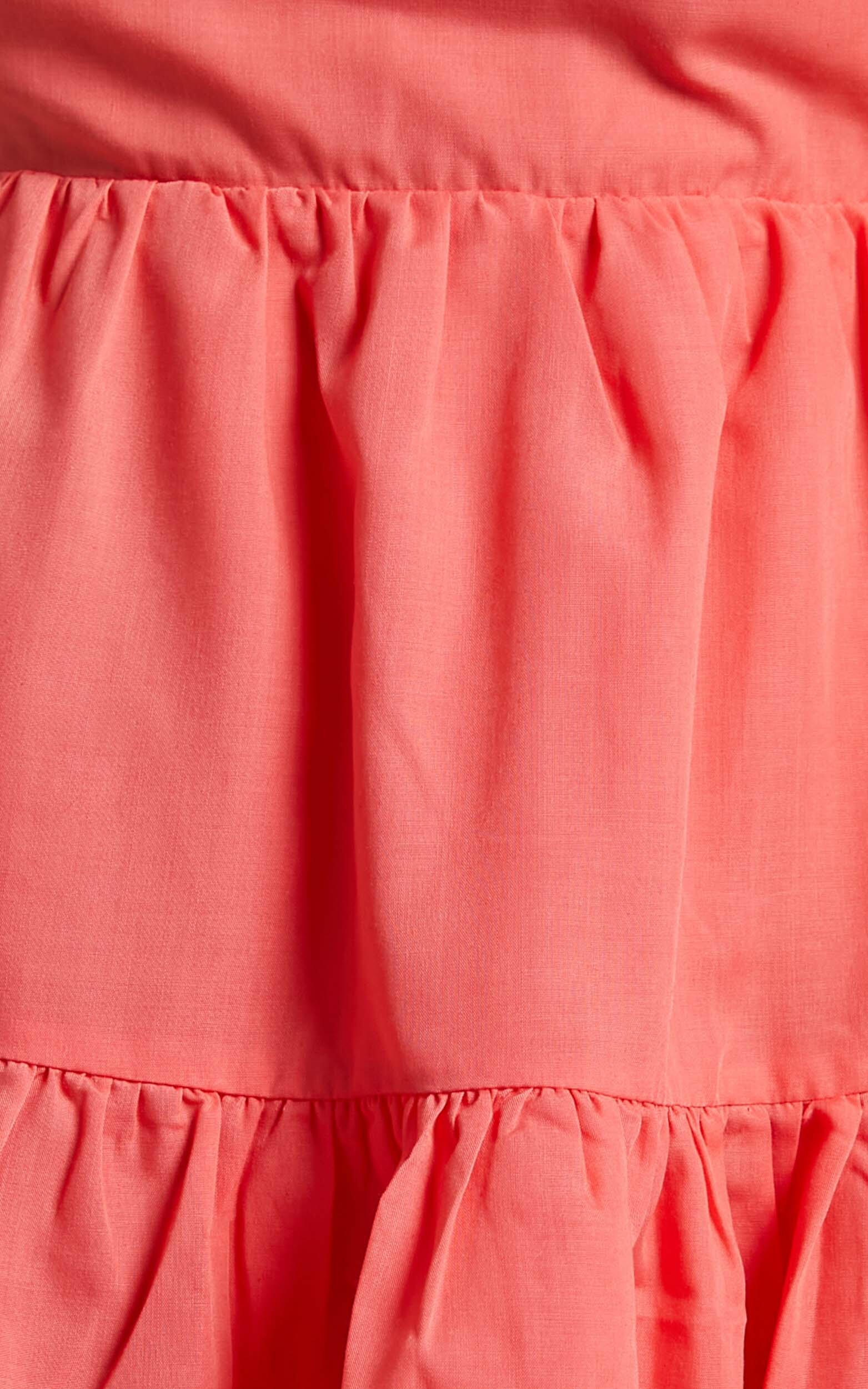 Hazel Short Sleeve Tiered Tie Back Smock Dress in Watermelon | Showpo USA