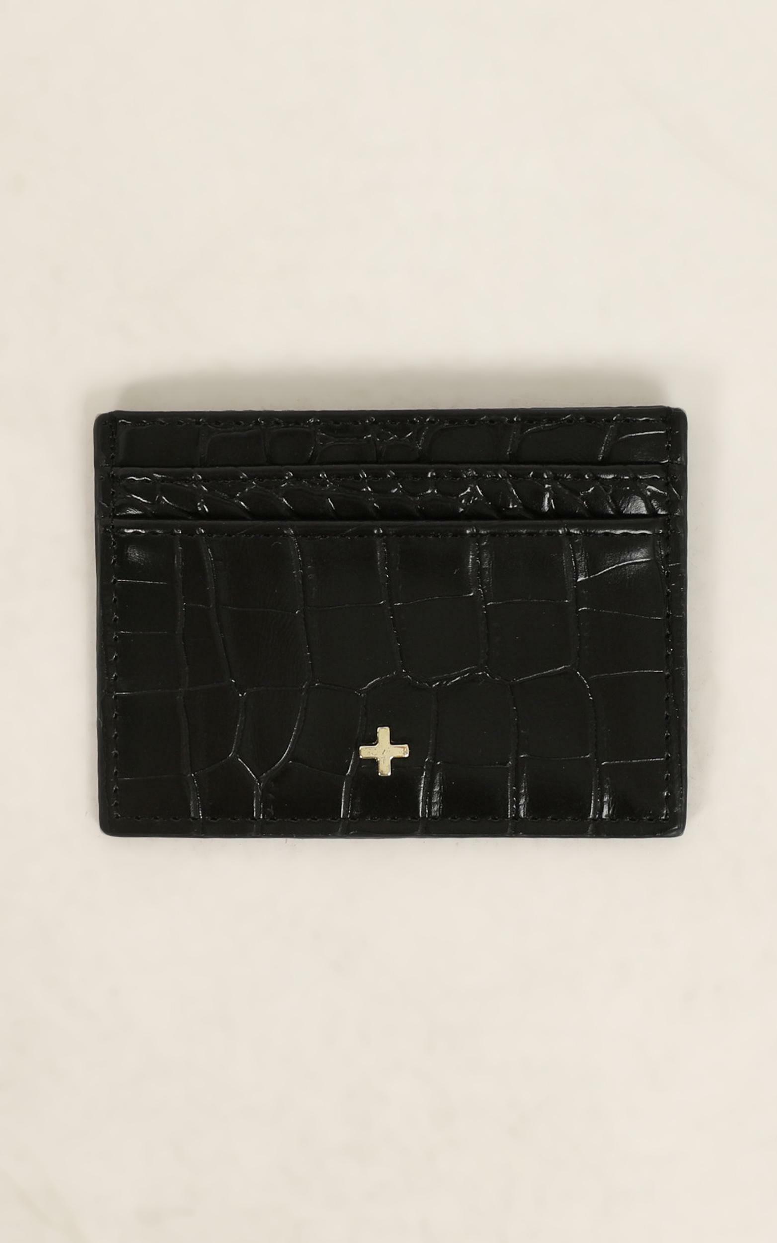 Peta and Jain - Izzy Card Holder in Black Croc, BLK1, hi-res image number null