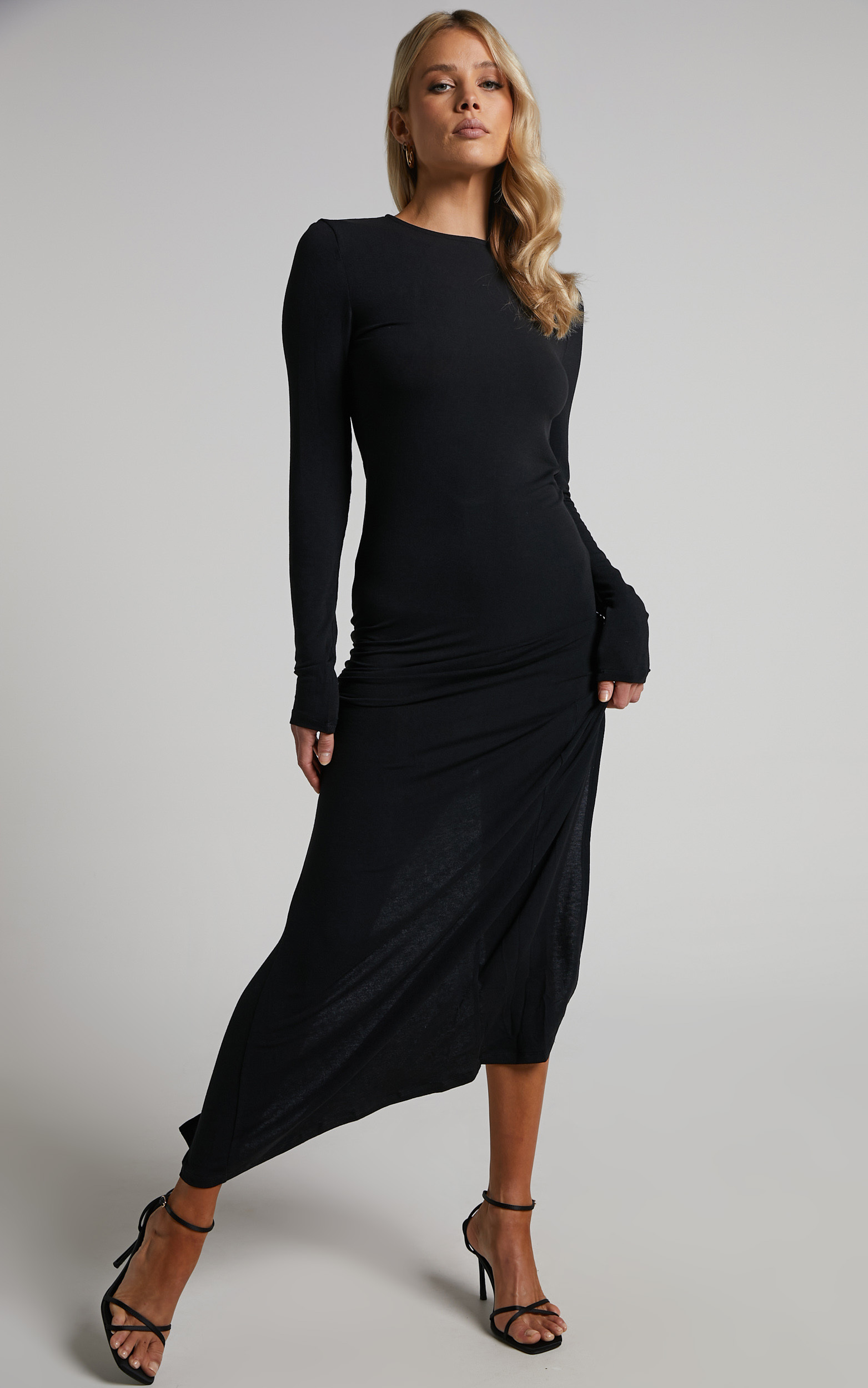 Lioness - Stone Cold Maxi Dress in LICORICE - L, BLK1, hi-res image number null