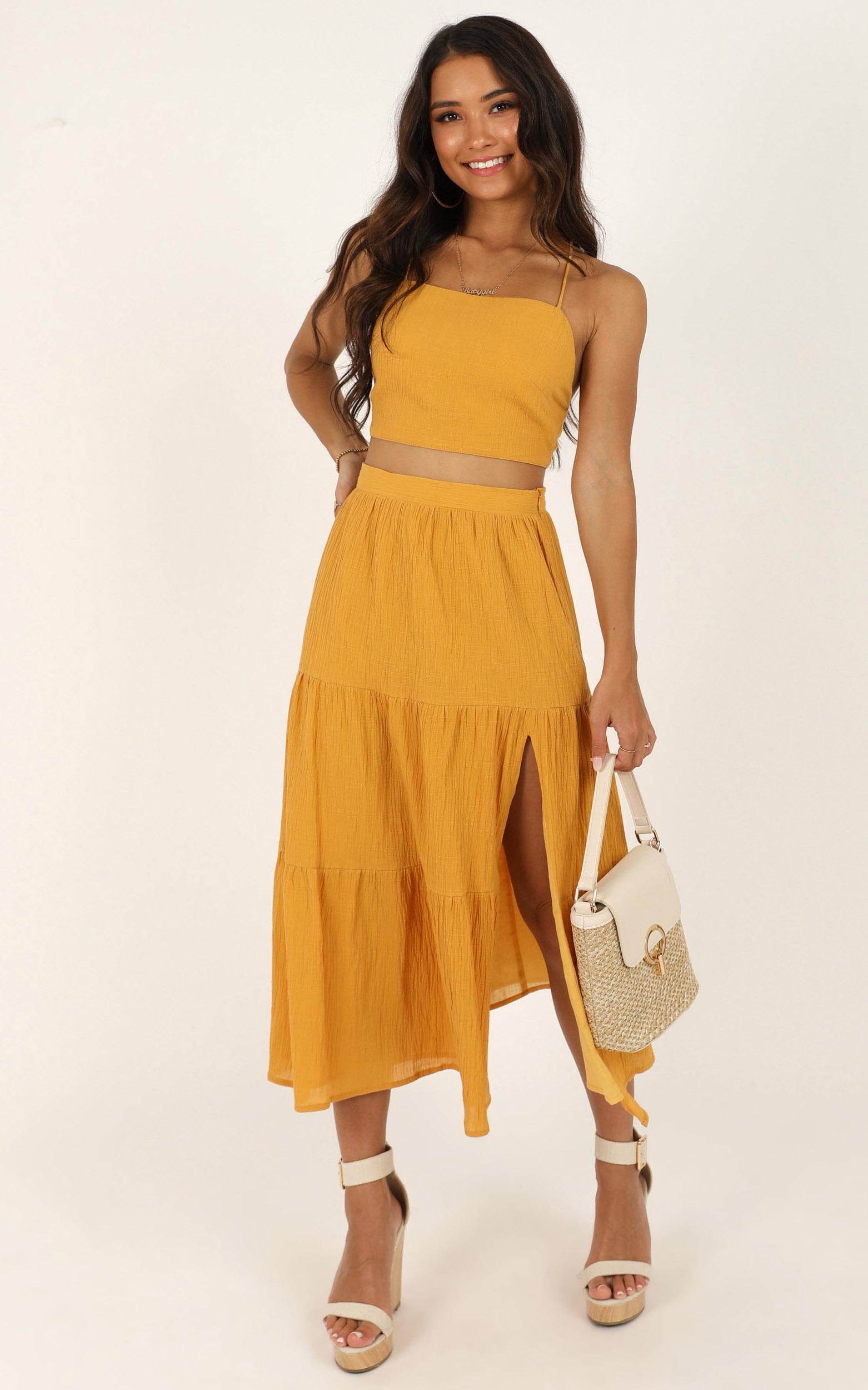 They Had It Coming Two Piece Set In Mustard | Showpo