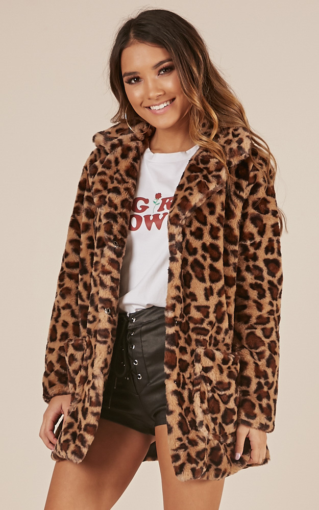 Thats The Trouble coat in leopard print - 16 (XXL), Brown, hi-res image number null