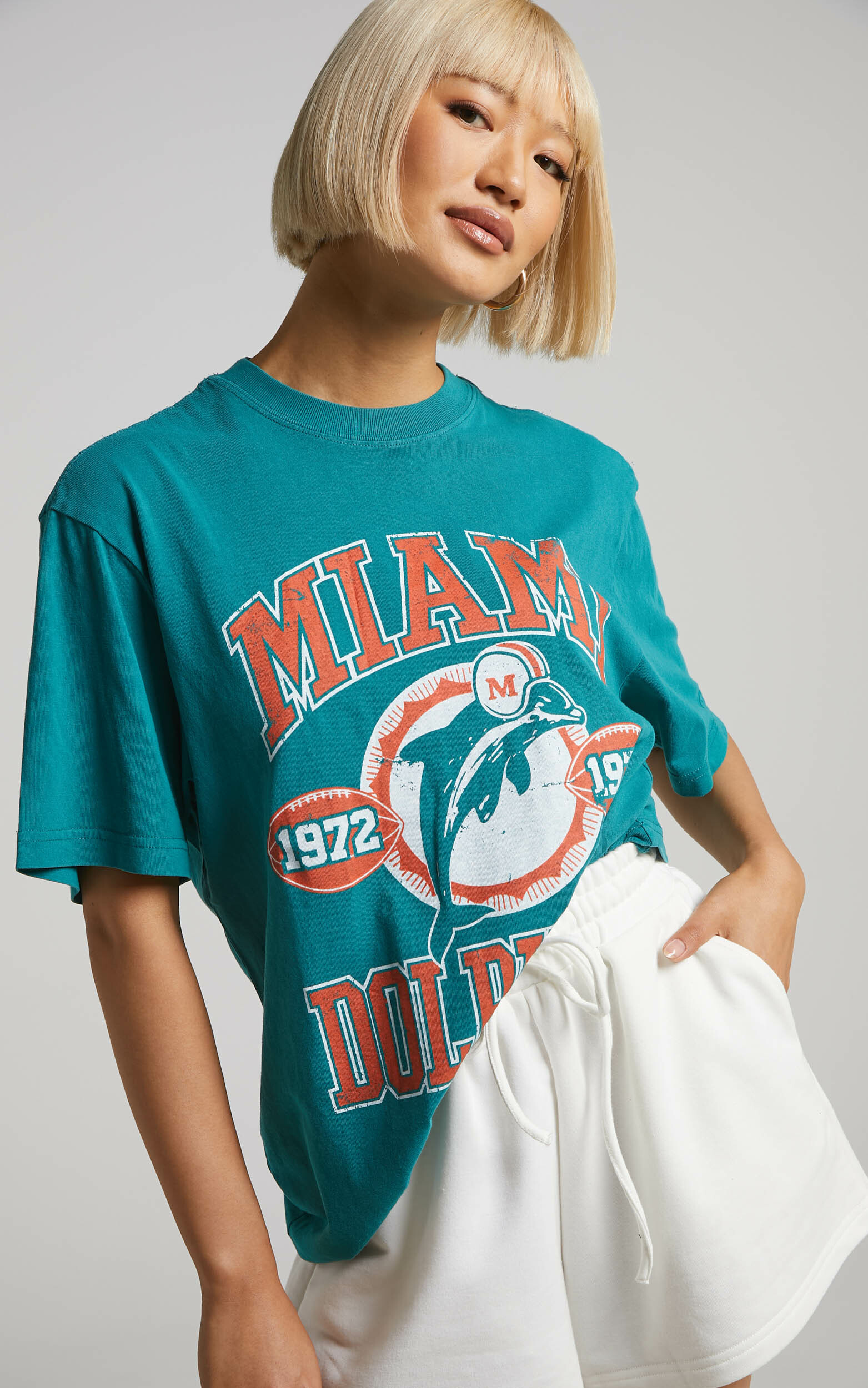 Mitchell & Ness - Miami Dolphins Ivy Arch Tee in Teal - L, GRN1, hi-res image number null