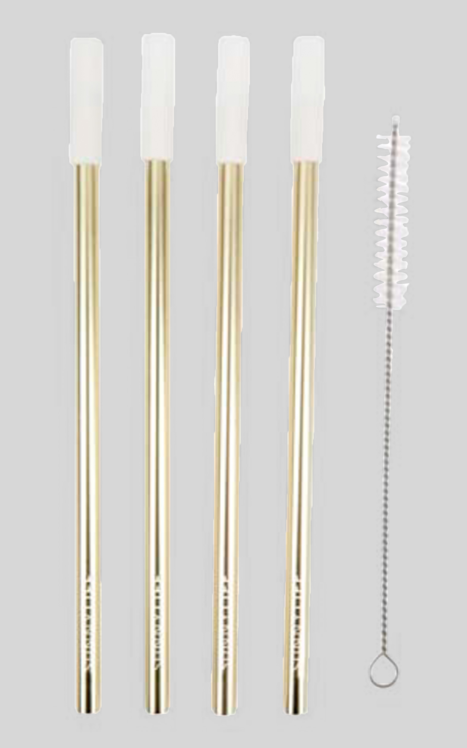 Sunnylife - Reusable Metal & Silicone Straws in White & Gold - NoSize, GLD1, hi-res image number null